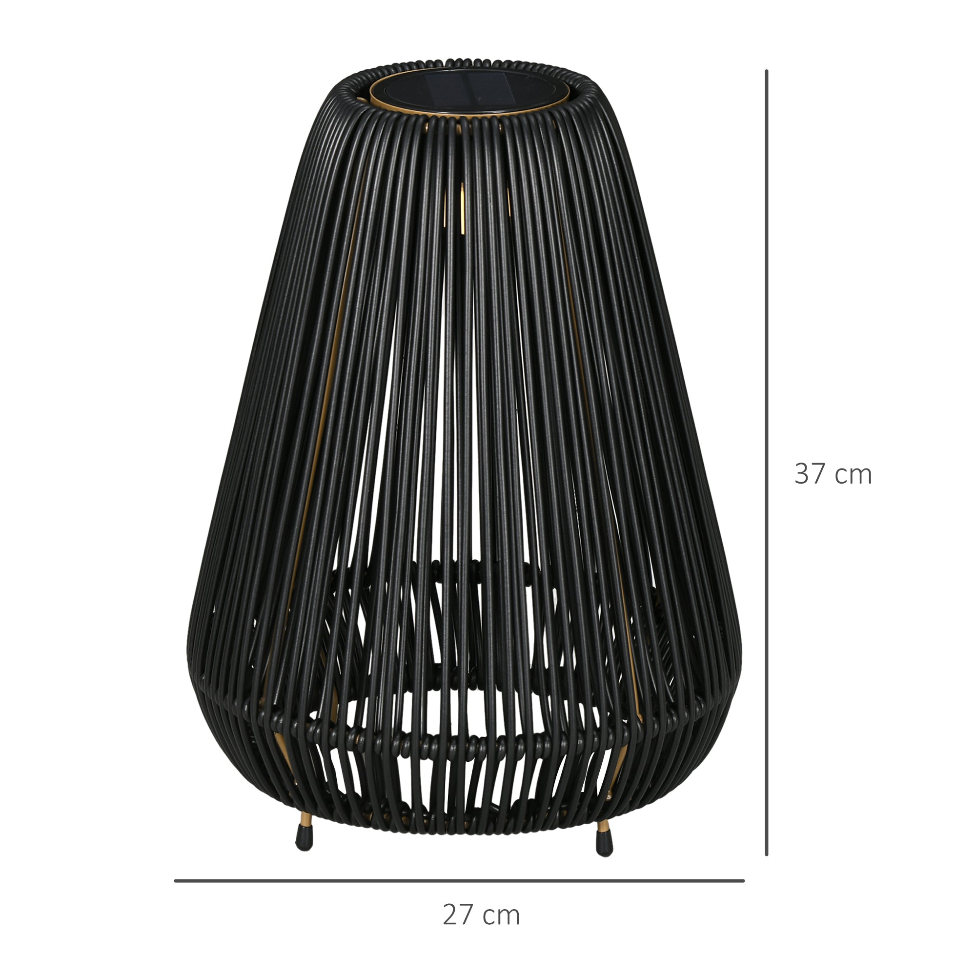 Three-Level Solar Powered Rattan Lamp - Black