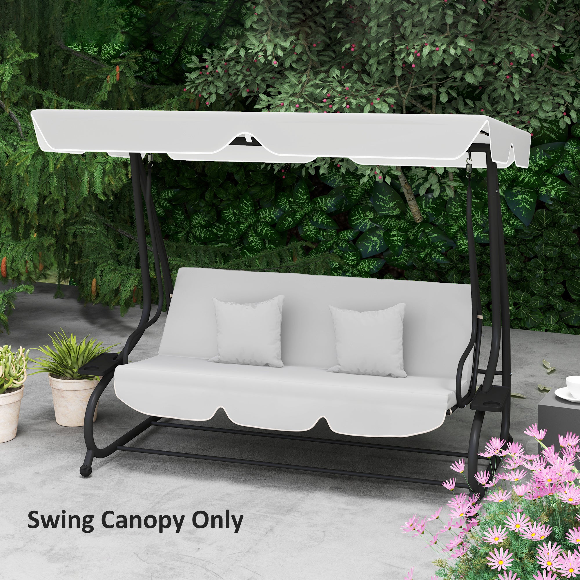 3 Seater Waterproof Garden Swing Canopy Replacement - Light Grey