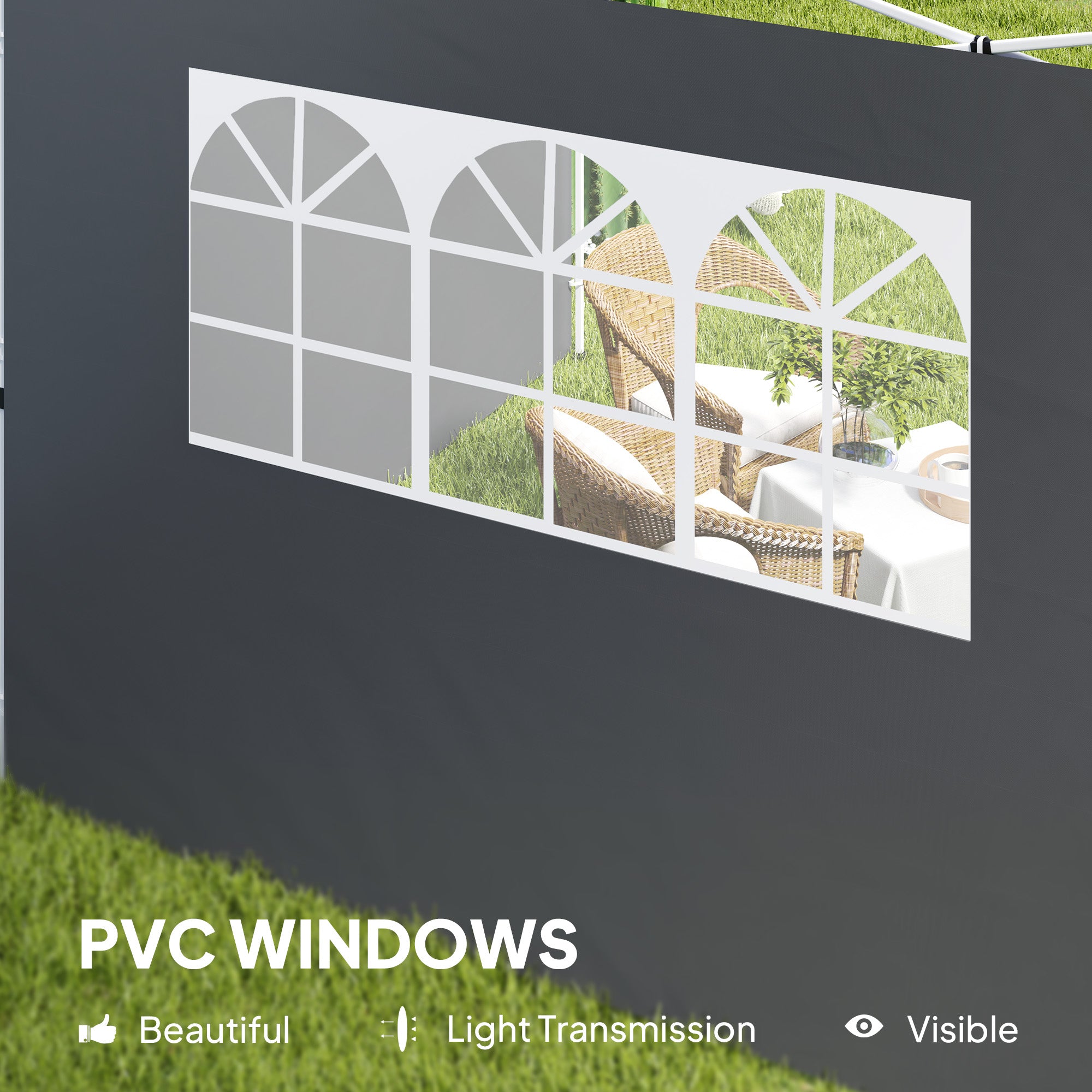 3 Meter Gazebo Replaceable Side Panel Walls with Window - Dark Grey