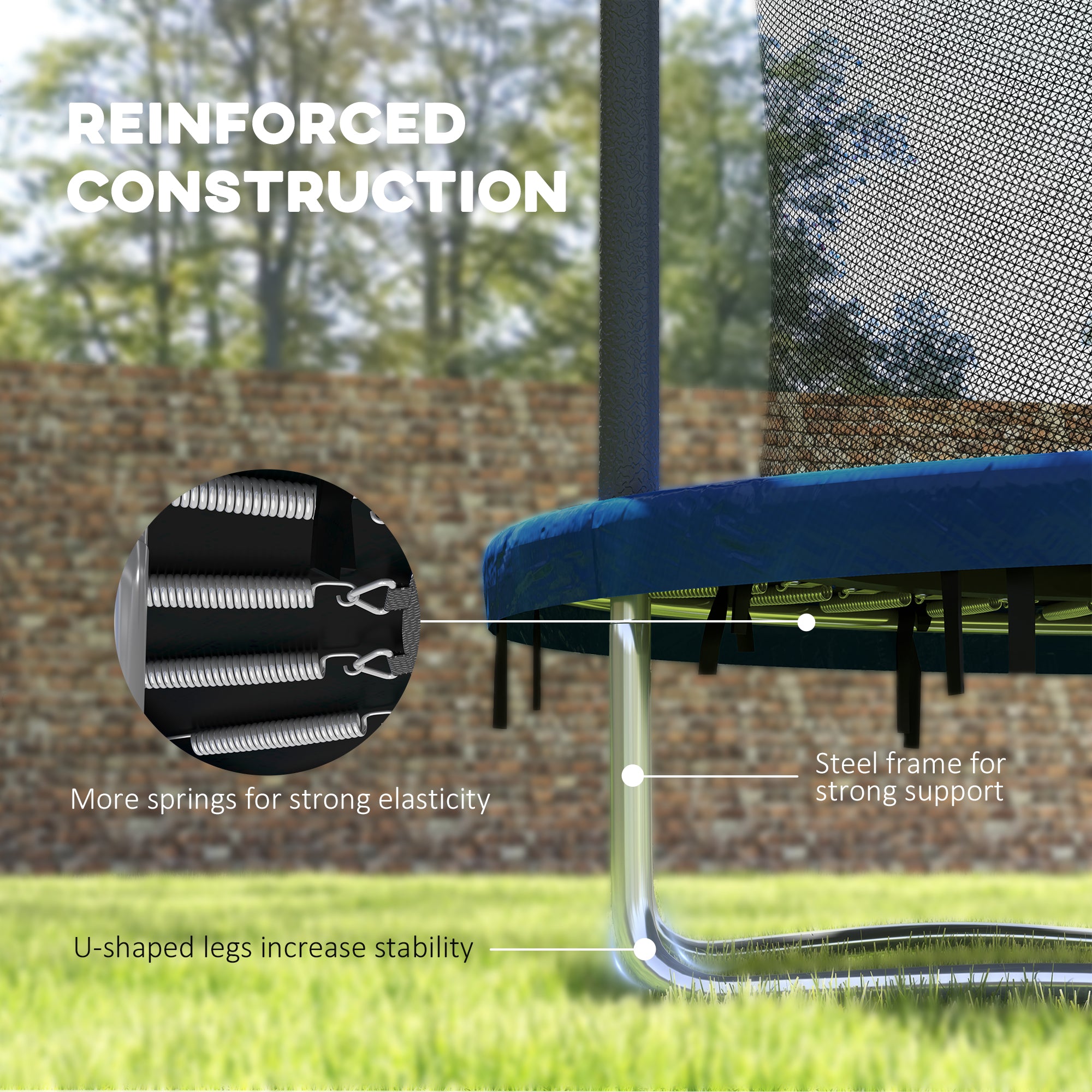 6ft Trampoline with Safety Enclosure Net, Steel Frame Outdoor Trampoline, with Edge, Safety Cover