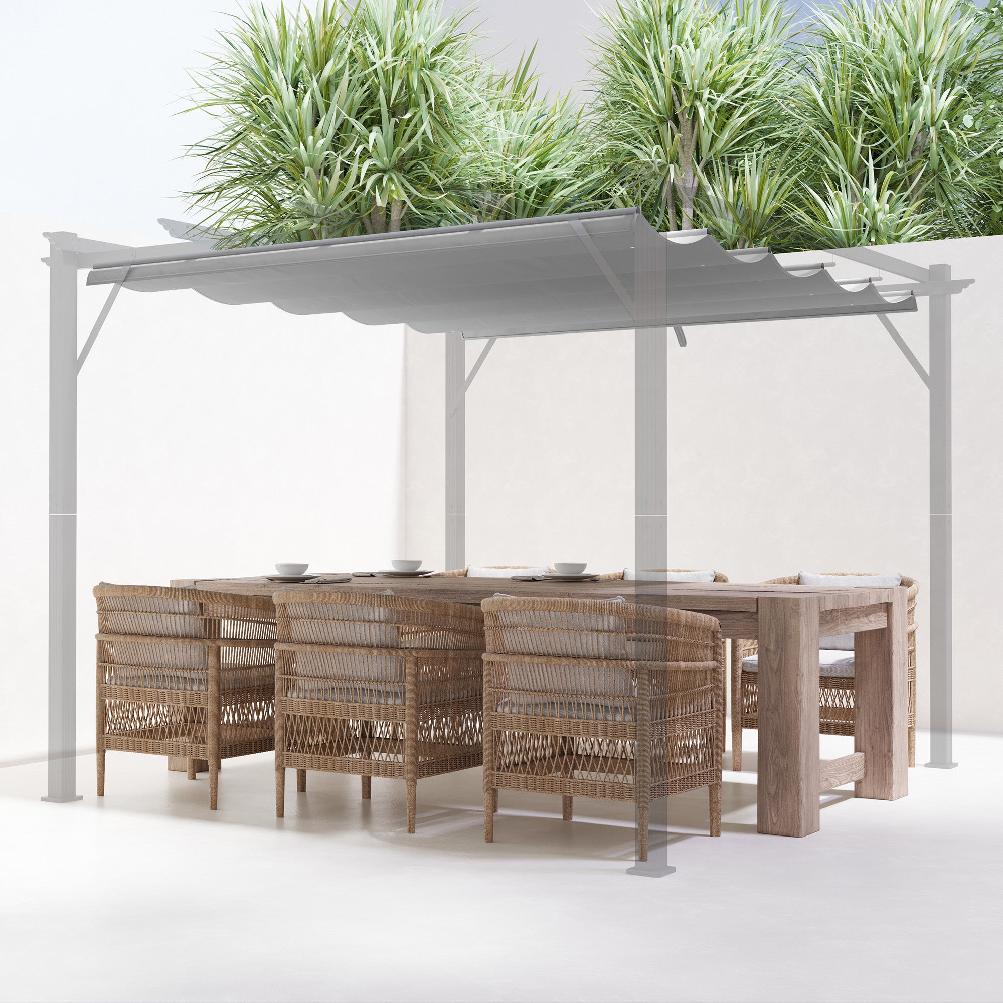 Retractable Pergola Shade Cover Replacement Canopy Fabric 3x3 Metres Light Grey