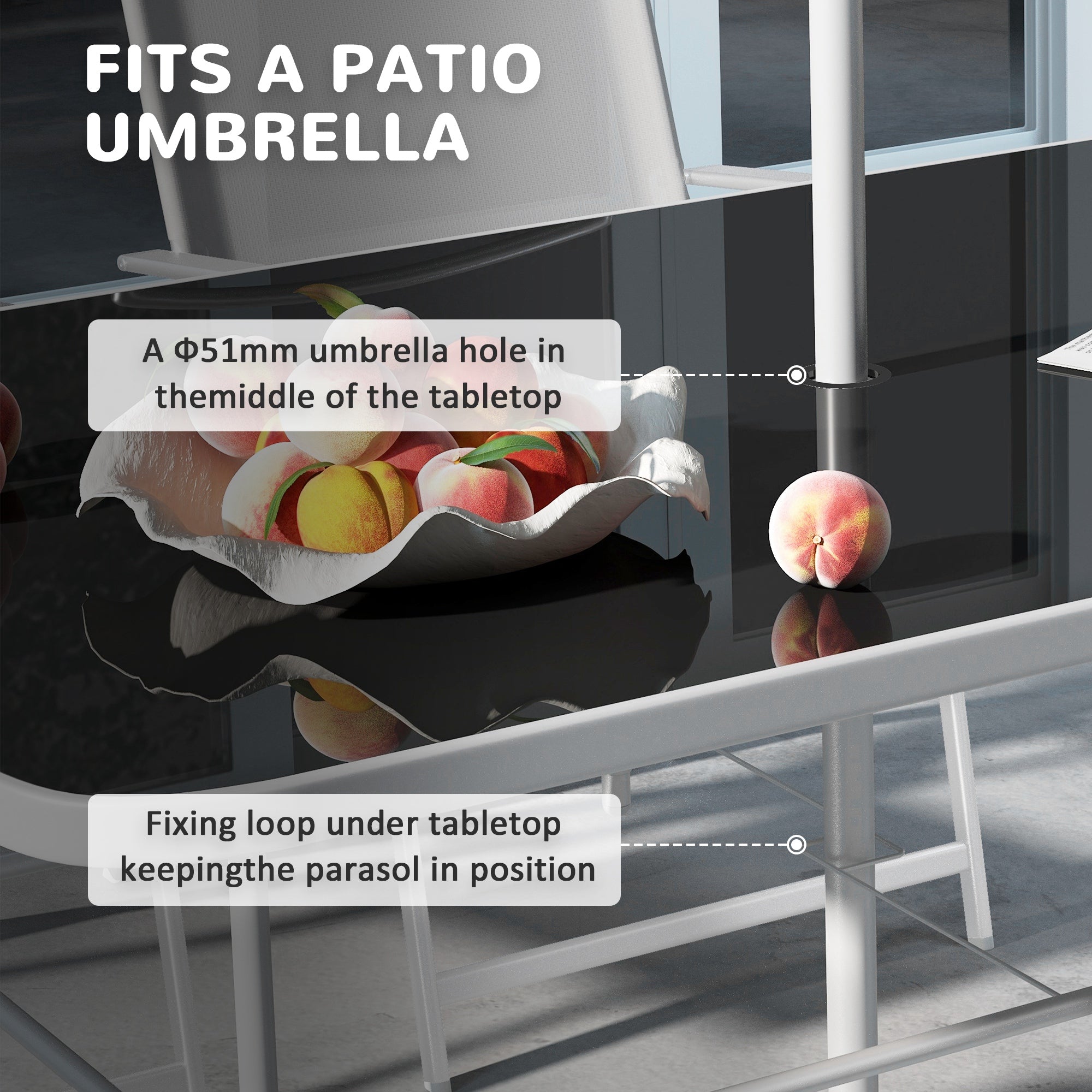 8 Piece Garden Dining Set with Glass Table and Parasol - Grey