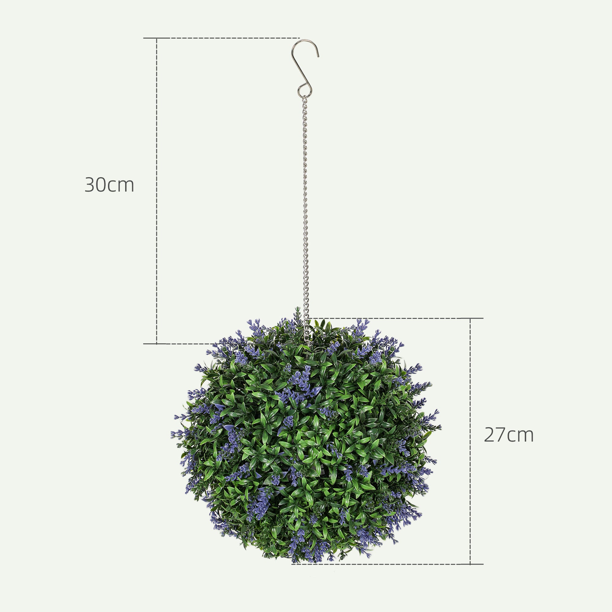 Set of 2 UV-Protected Artificial Plant Topiary Balls 27cm for Indoor Outdoor Decor - Purple