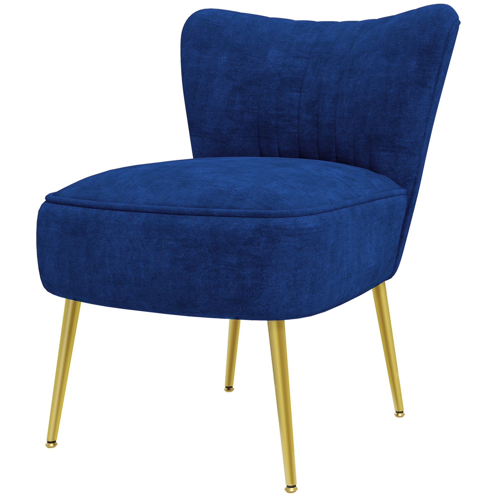 Velvet-Feel Tub Accent Chair - Dark Blue