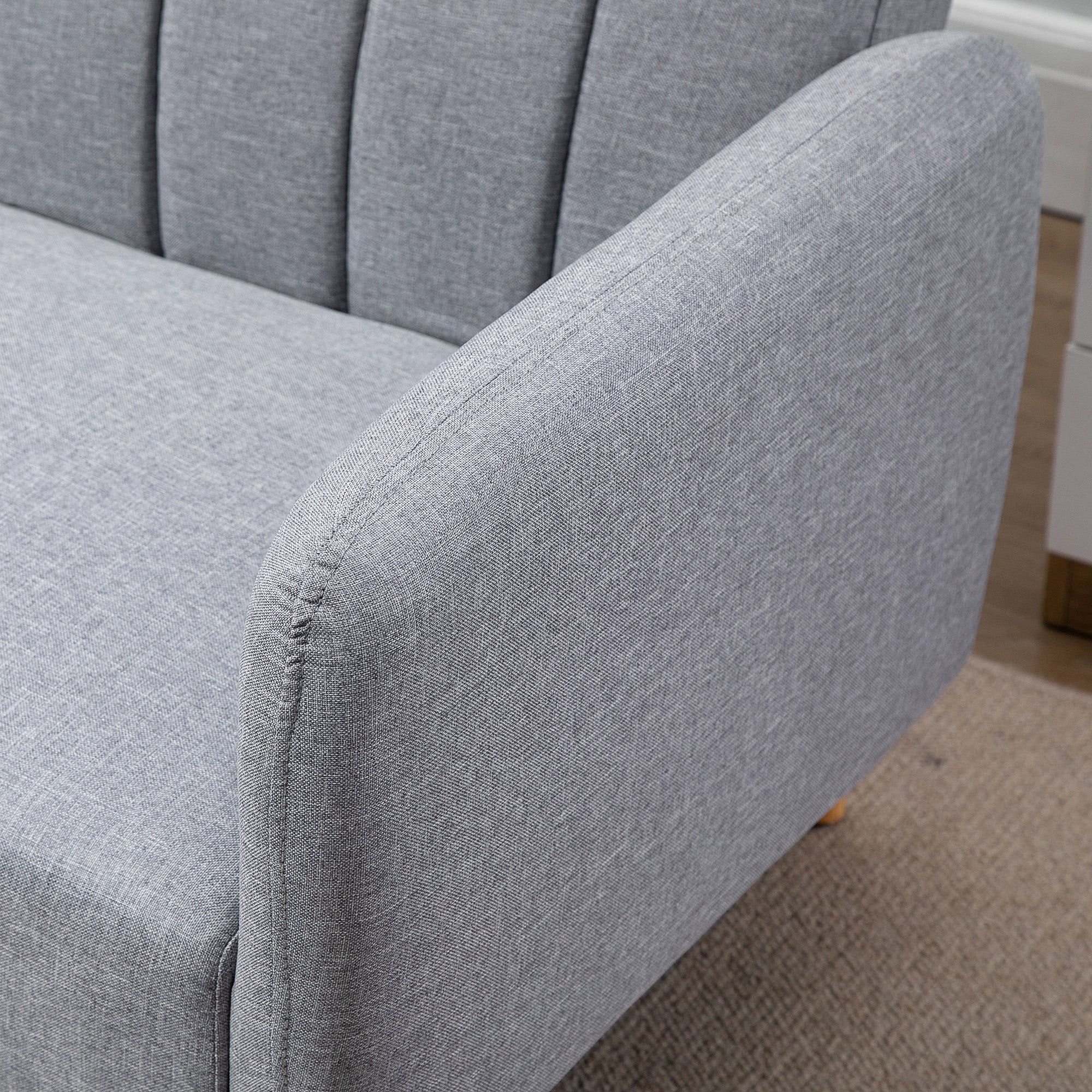 Three-Seater Sofa Bed, with Split Back - Light Grey