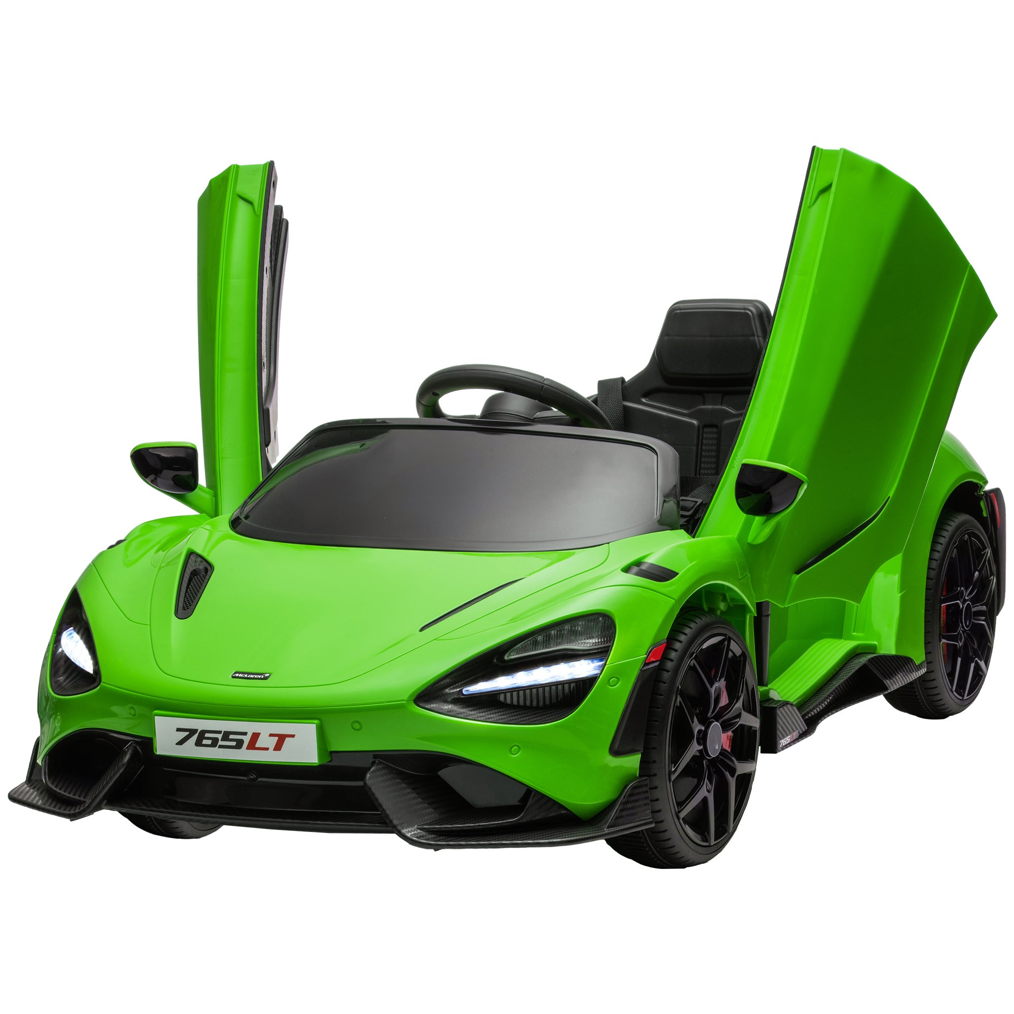 McLaren 765LT Licensed 12V Kids Electric Ride on Car with Butterfly Doors Remote Control Transport Wheels Green