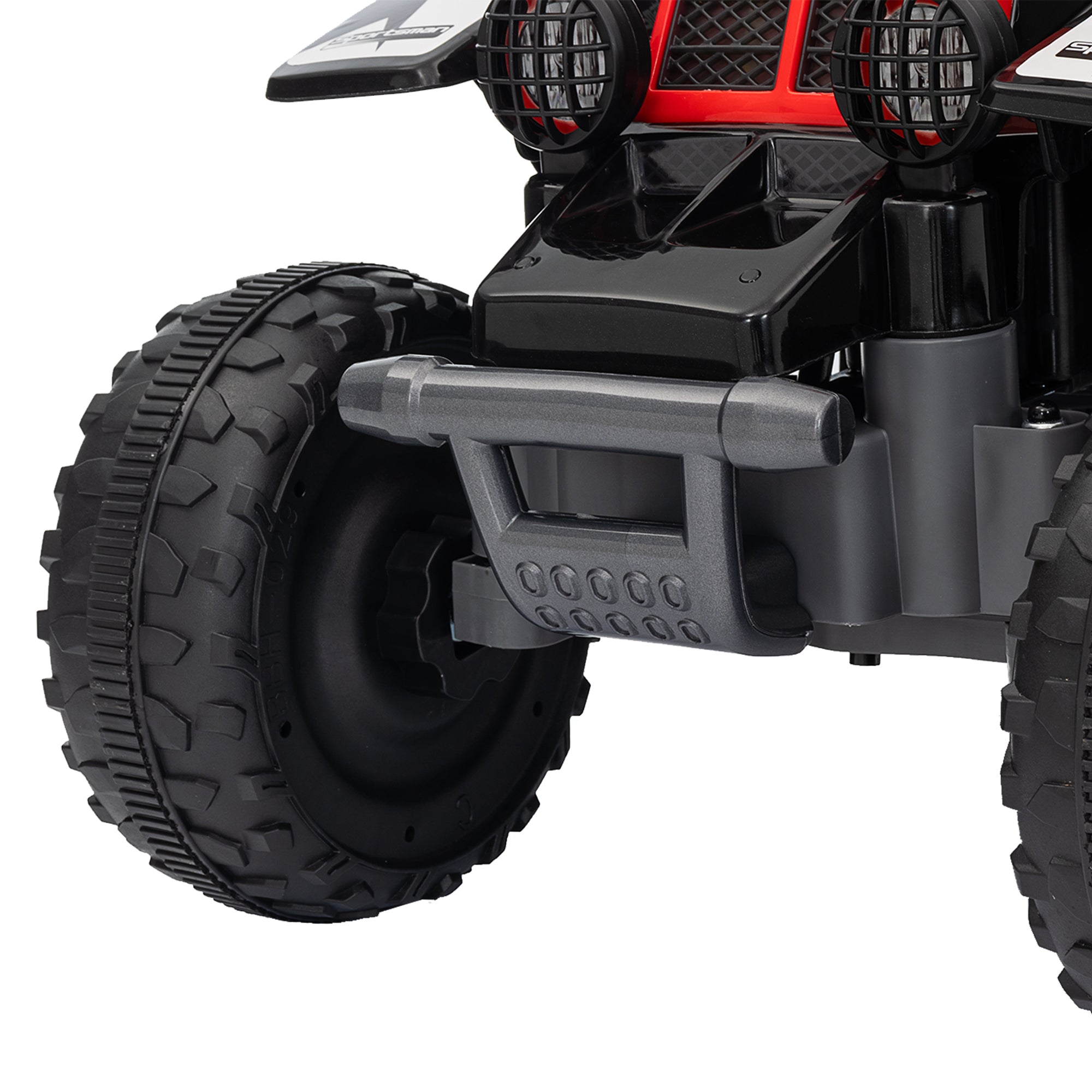 6V Electric Quad Bike for Kids, Ride On ATV w/ Forward Backward, Headlights, for 18-36 Months, Black and Red