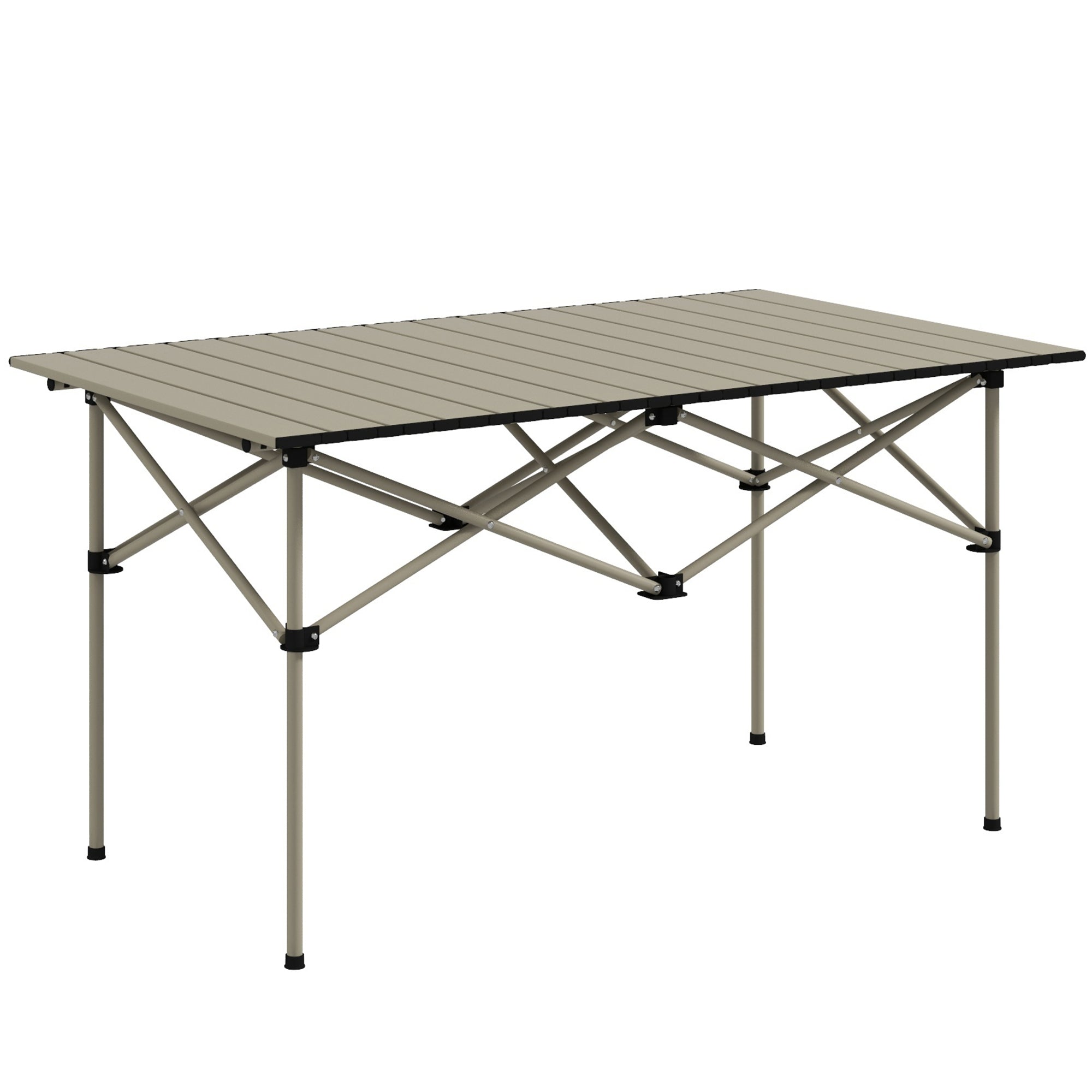 Two-Seater Portable Aluminium Table, with Roll-Up Tabletop and Bag - Khaki