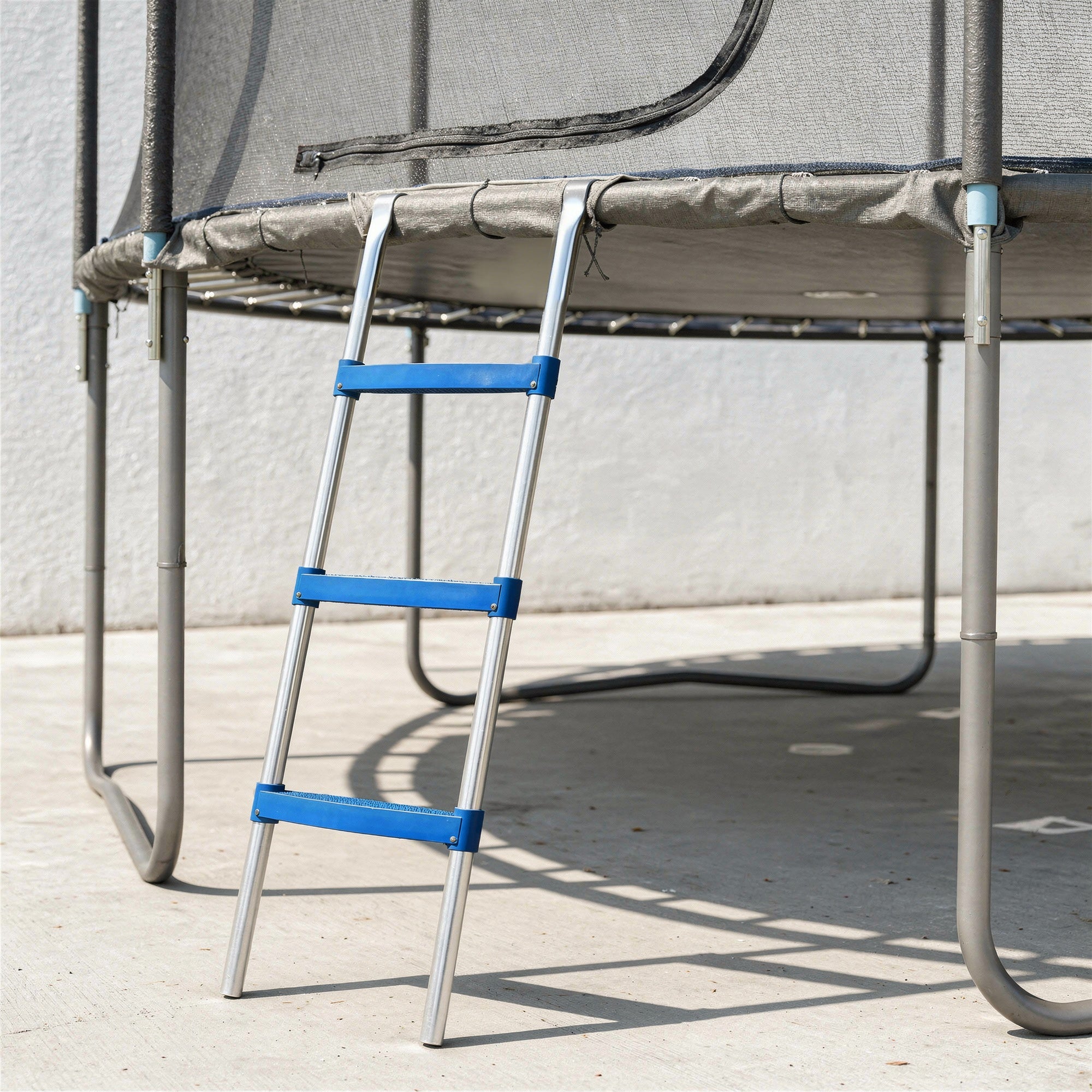 Trampoline Ladder, 3-Steps with Horizontal Wide Steps, Universal Hook, Galvanised Steel Frame, 150kg Load Capacity