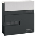Locking Galvanised Steel Letterbox with Viewing Window - Charcoal Grey