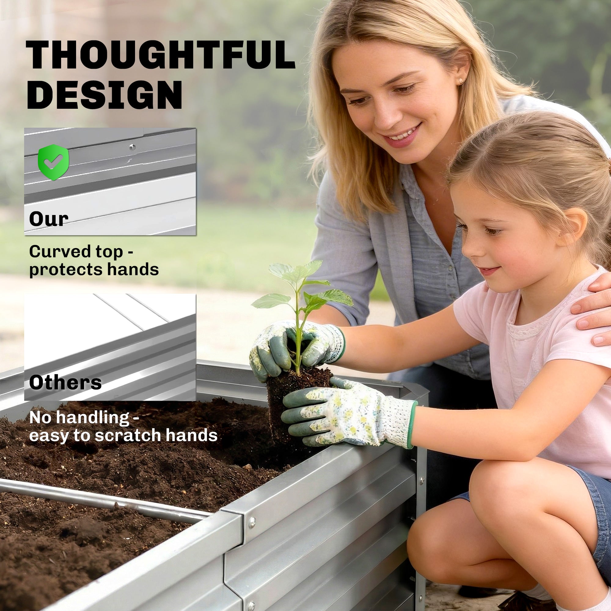 Raised Beds for Garden, Galvanized Outdoor Planters, for Herbs and Vegetables, Use for Patio, Backyard, Balcony, Silver