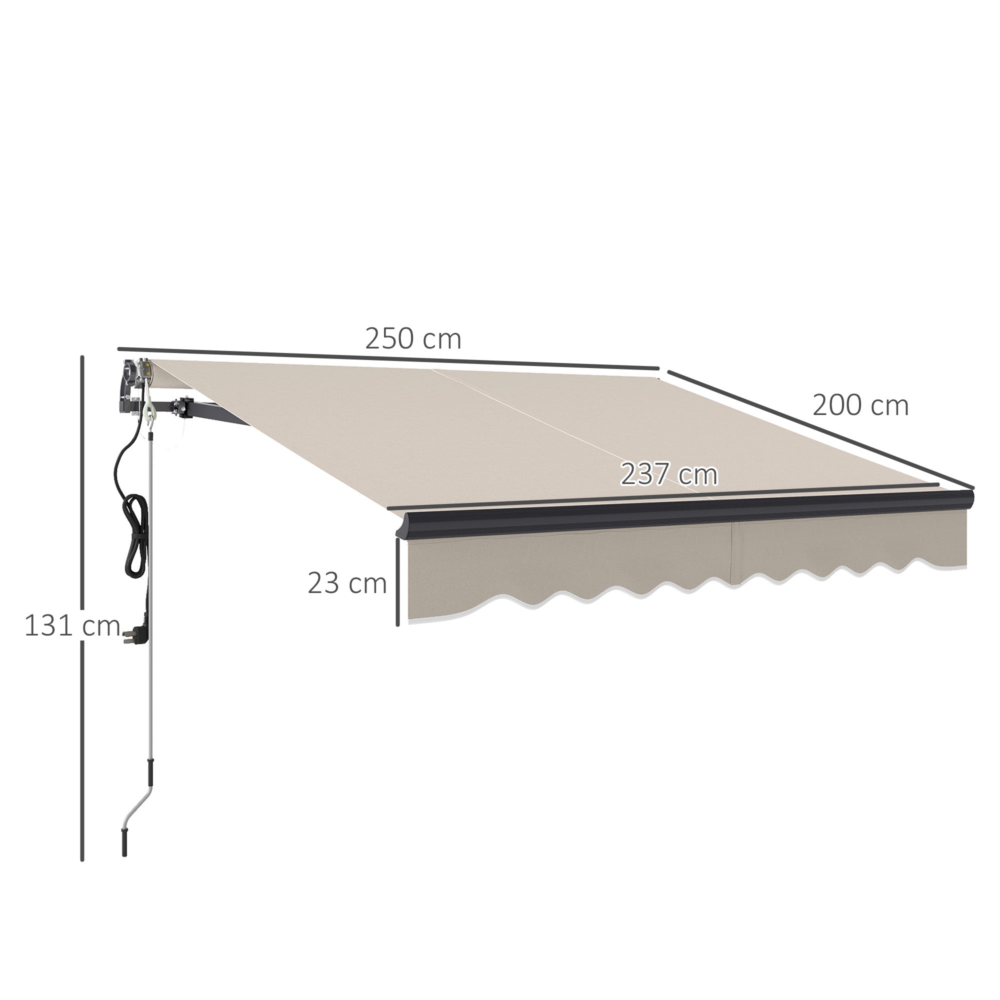 2.5 x 2m Electric Retractable Awning with Aluminium Frame - Beige