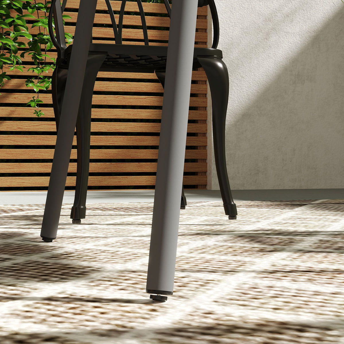 4 Seater Square Garden Table with Slat Top Steel Frame - Grey