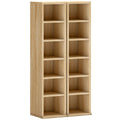 Set of 2 CD Media Display Shelf Unit Tower Rack with Adjustable Shelves, Oak