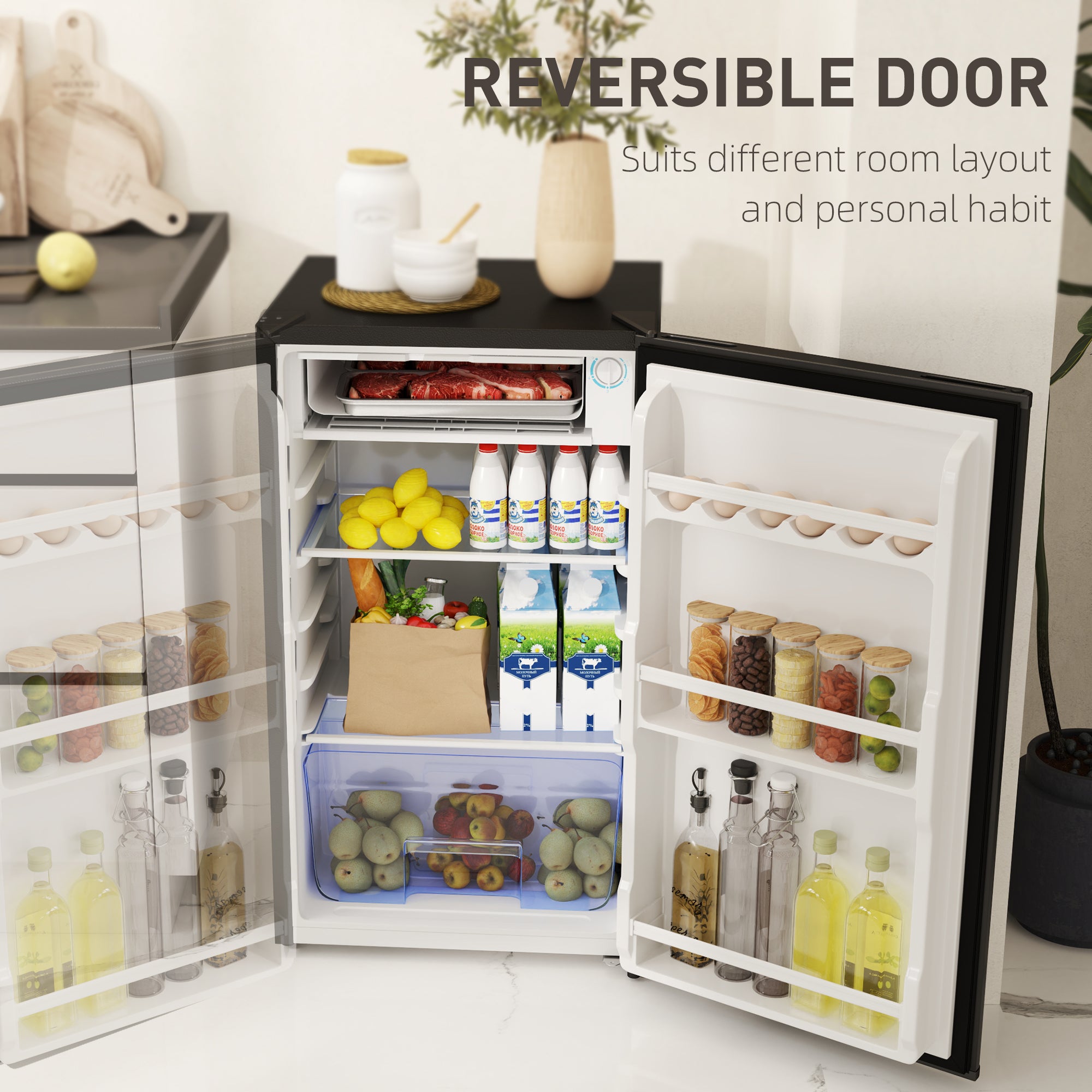 91L Freestanding Under-Counter Fridge with Lock - Black