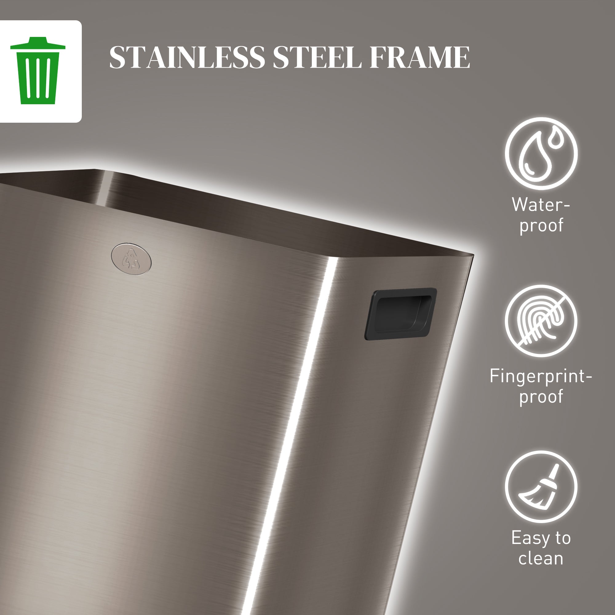 40L Dual Compartment Stainless Steel Bin, with Deodoriser Holders - Gold Tone