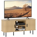 TV Stand Cabinet for TVs up to 55 Inches with Storage Shelves and Cupboard - Oak Tone