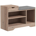 Multi-Compartment Shoe Bench with Padded Seat and Drawer - Grey