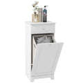 Single Hamper Laundry Storage Cabinet with Drawer - White