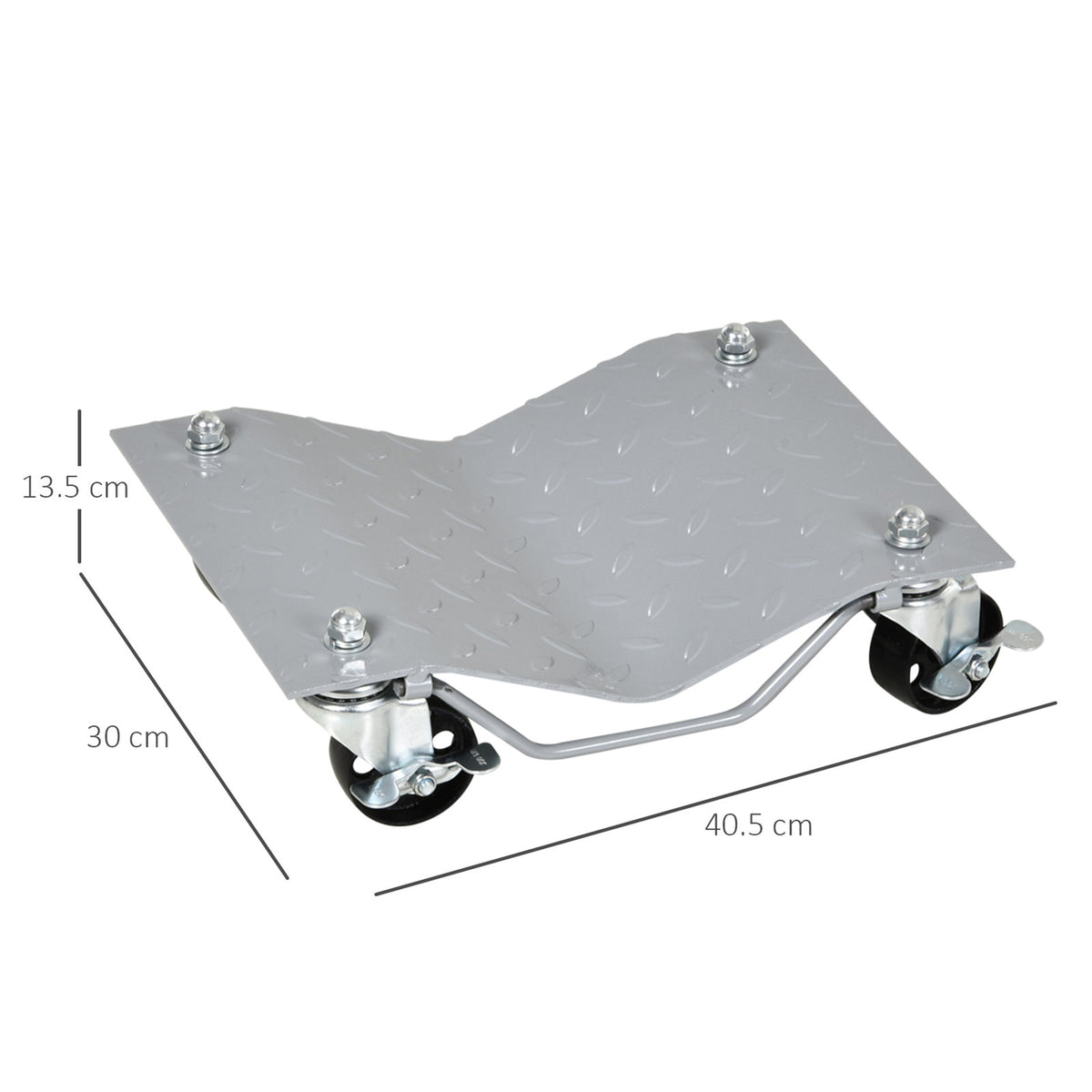 2 PCS Car Wheel Dollies with Lockable Swivel Casters 680kg Capacity - Grey