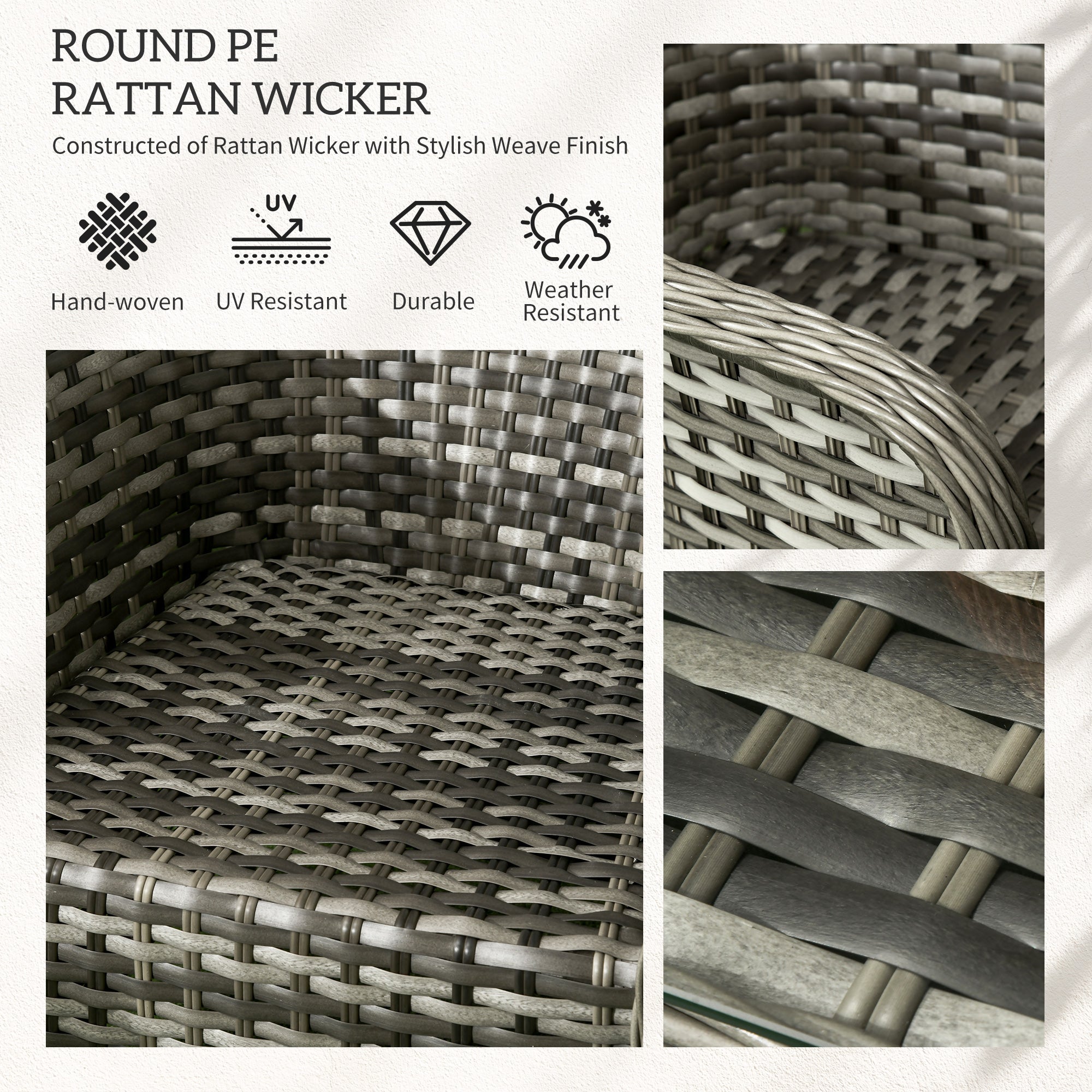 4 Piece Rattan Sofa Set with Glass Top Table - Orange