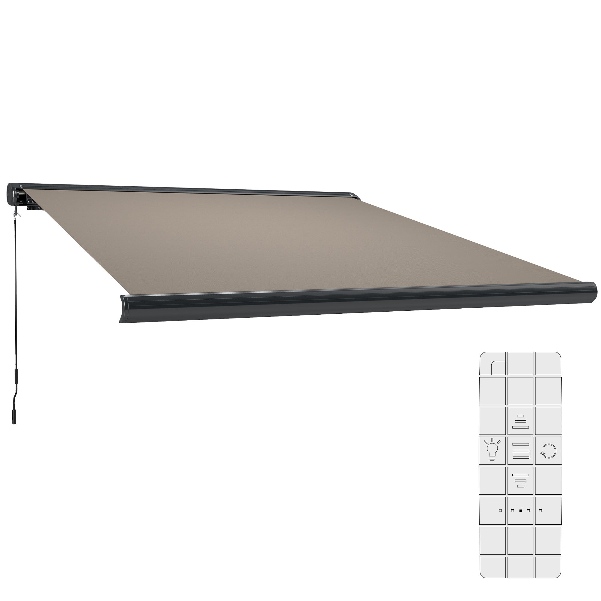 3.5 x 3 Metre Electric Retractable Awning Set - UV50+ Light Grey