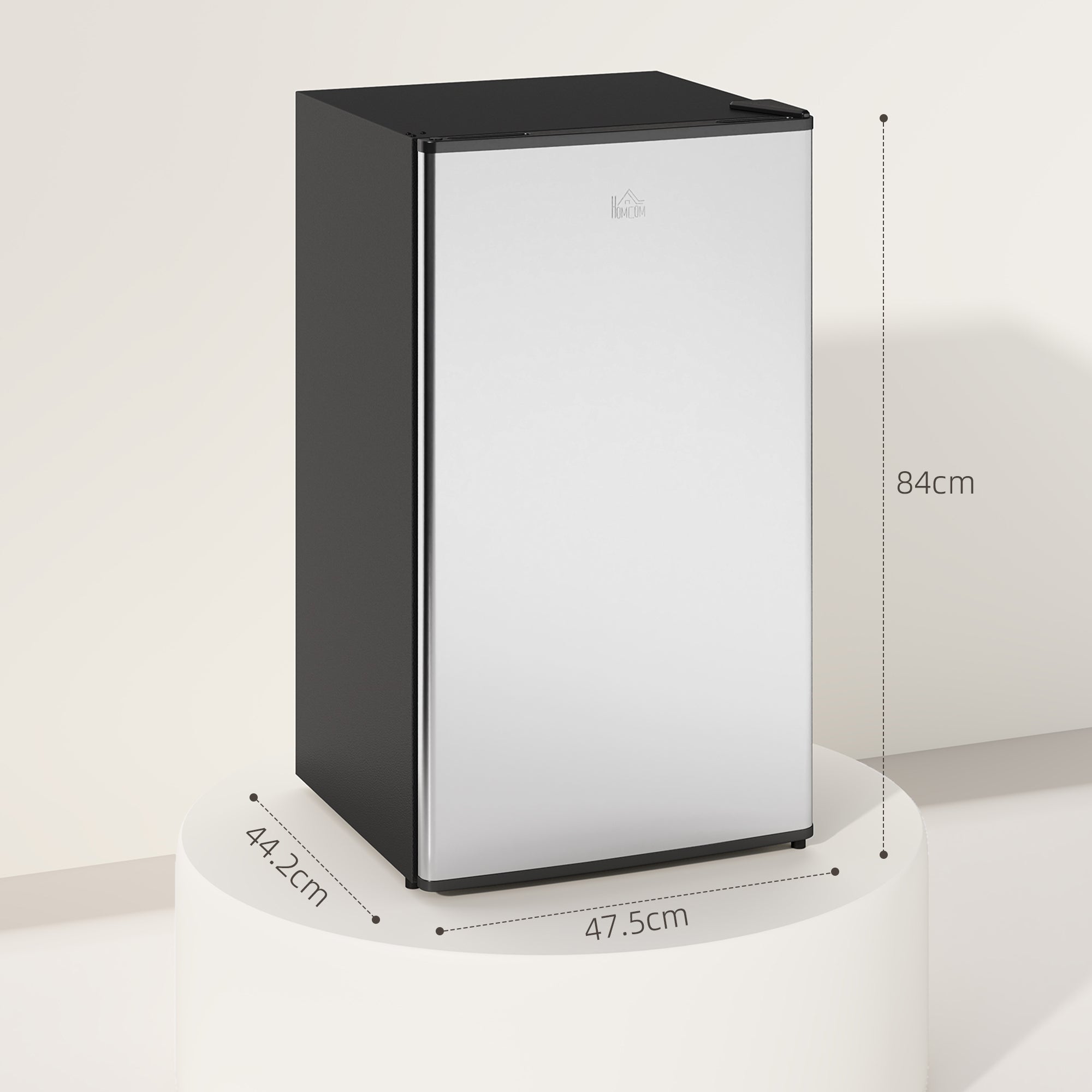 Under Counter Fridge, 91L Small Fridge with Chiller Box, Removable Shelf, Reversible Door, Adjustable Legs, Mini Refrigerator, Silver Tone