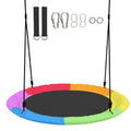 Tree Swing Seat, 120cm Kids Saucer Swing with Adjustable Ropes and Tree Straps, 300kg Capacity, Multicolour