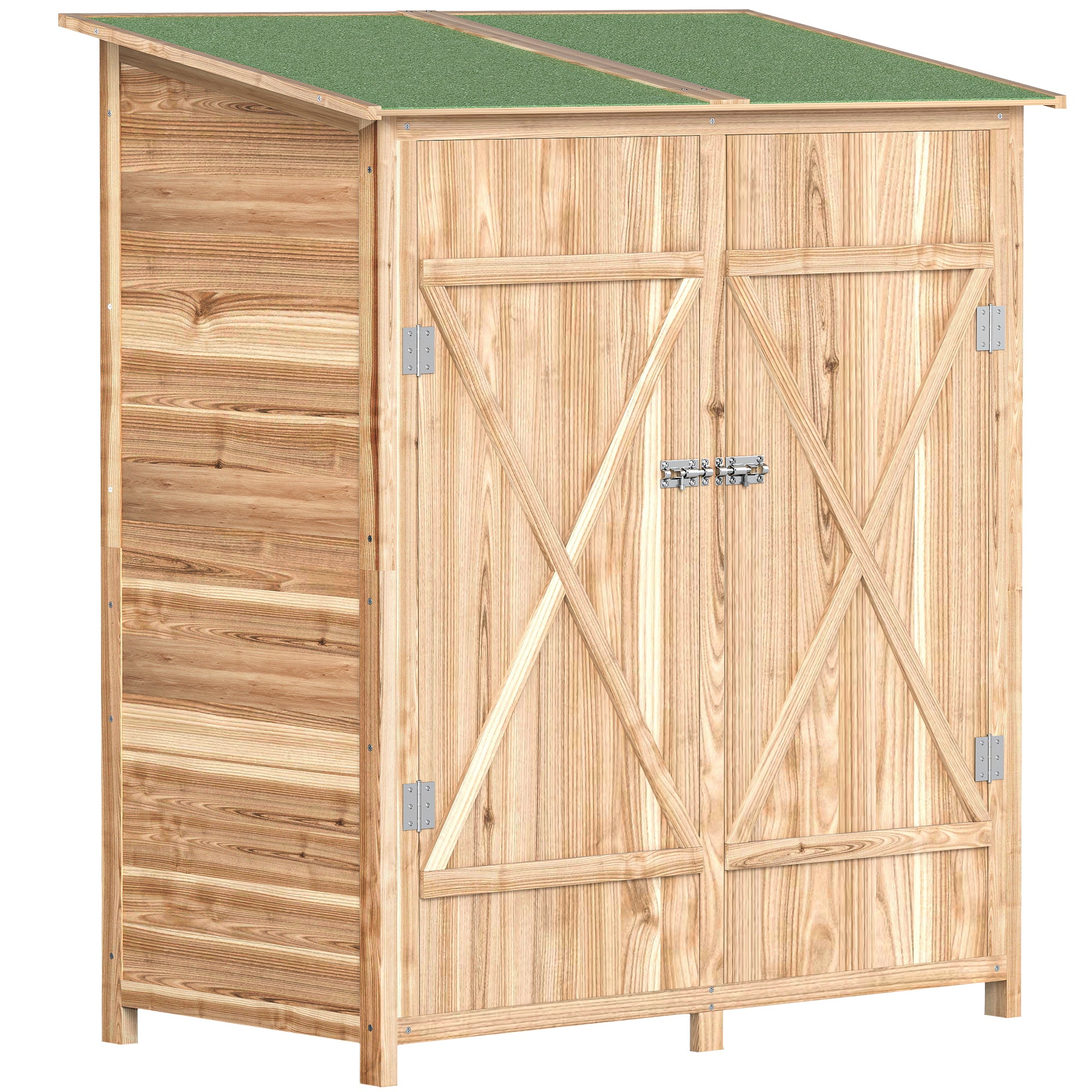 140 x 75 Fir Wood Garden Shed, with Asphalt Roof - Natural