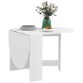 Folding Drop Leaf Oval Dining Table for Small Spaces - Ash Wood-Effect