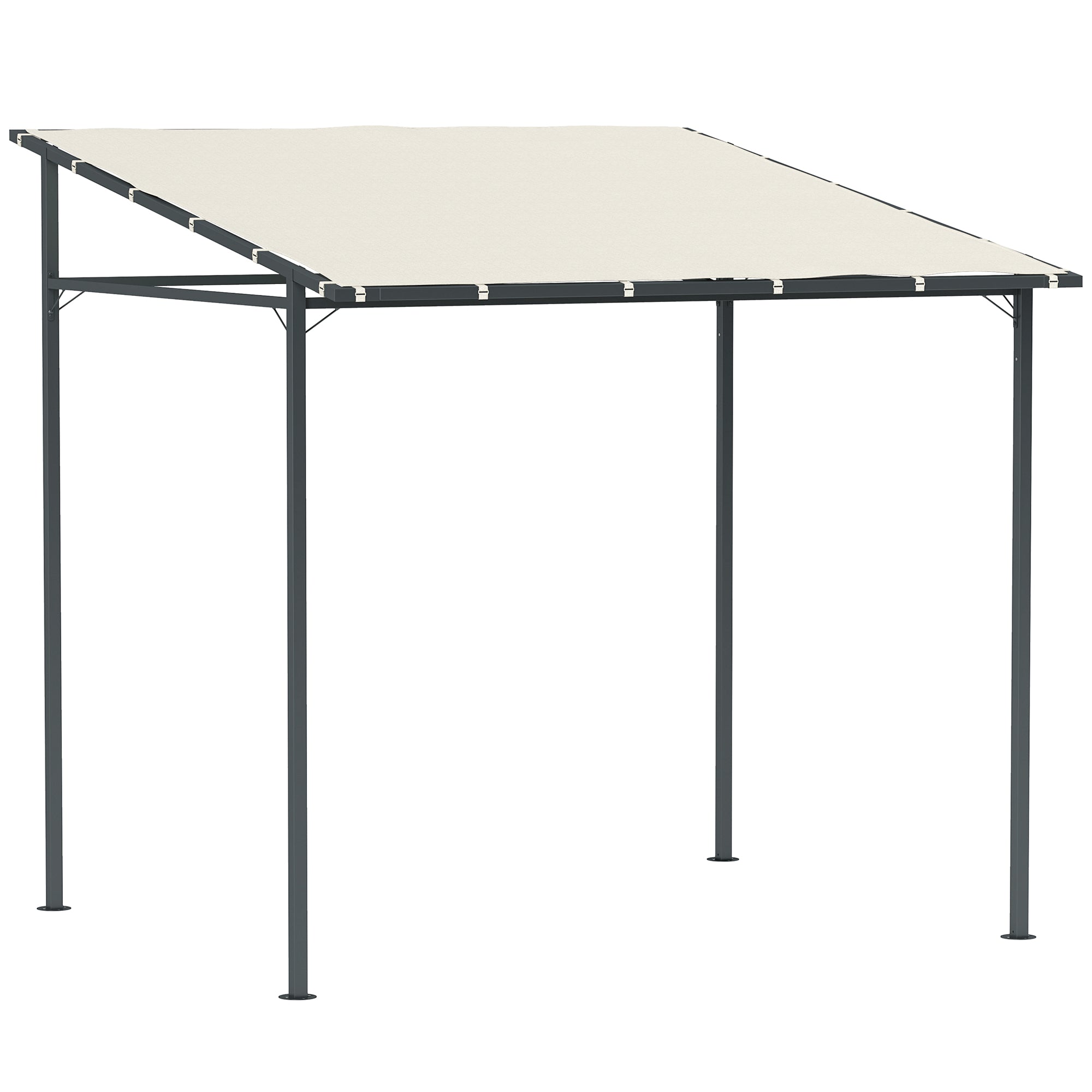 Wall Mounted Pergola Gazebo with PA Coated Fabric - Cream White