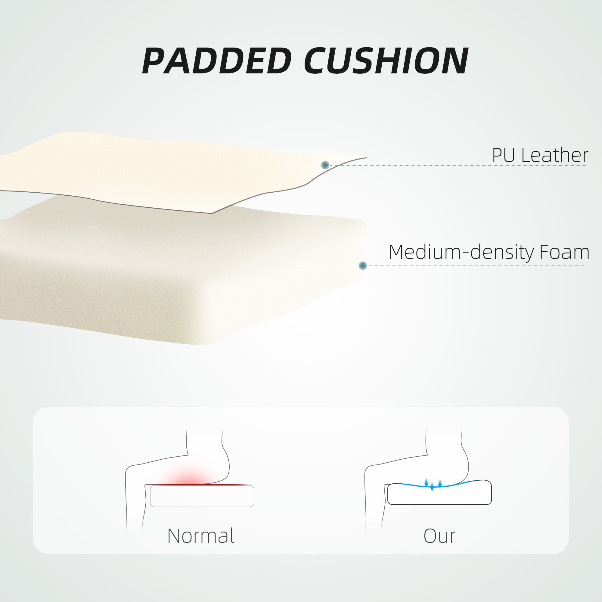 Executive Office Chair, Home Office Chair with Swivel Wheels, Reclining Backrest, Retractable Footrest, Cream White