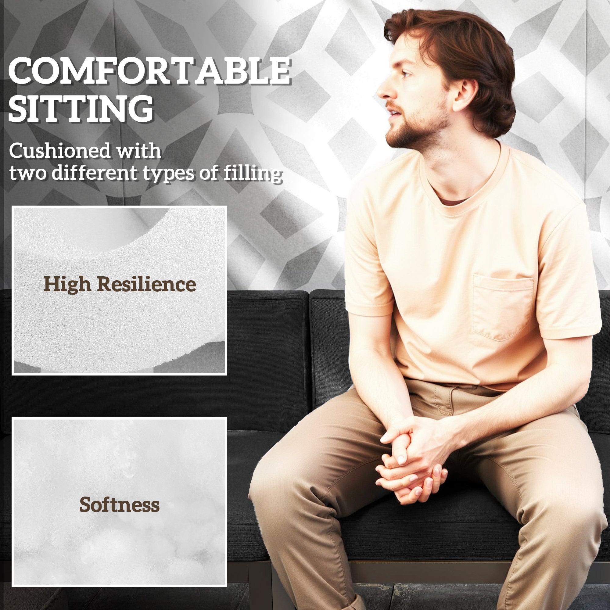 Set of 14 Outdoor Dining Chair Cushions with Soft Polyester Covers - Black