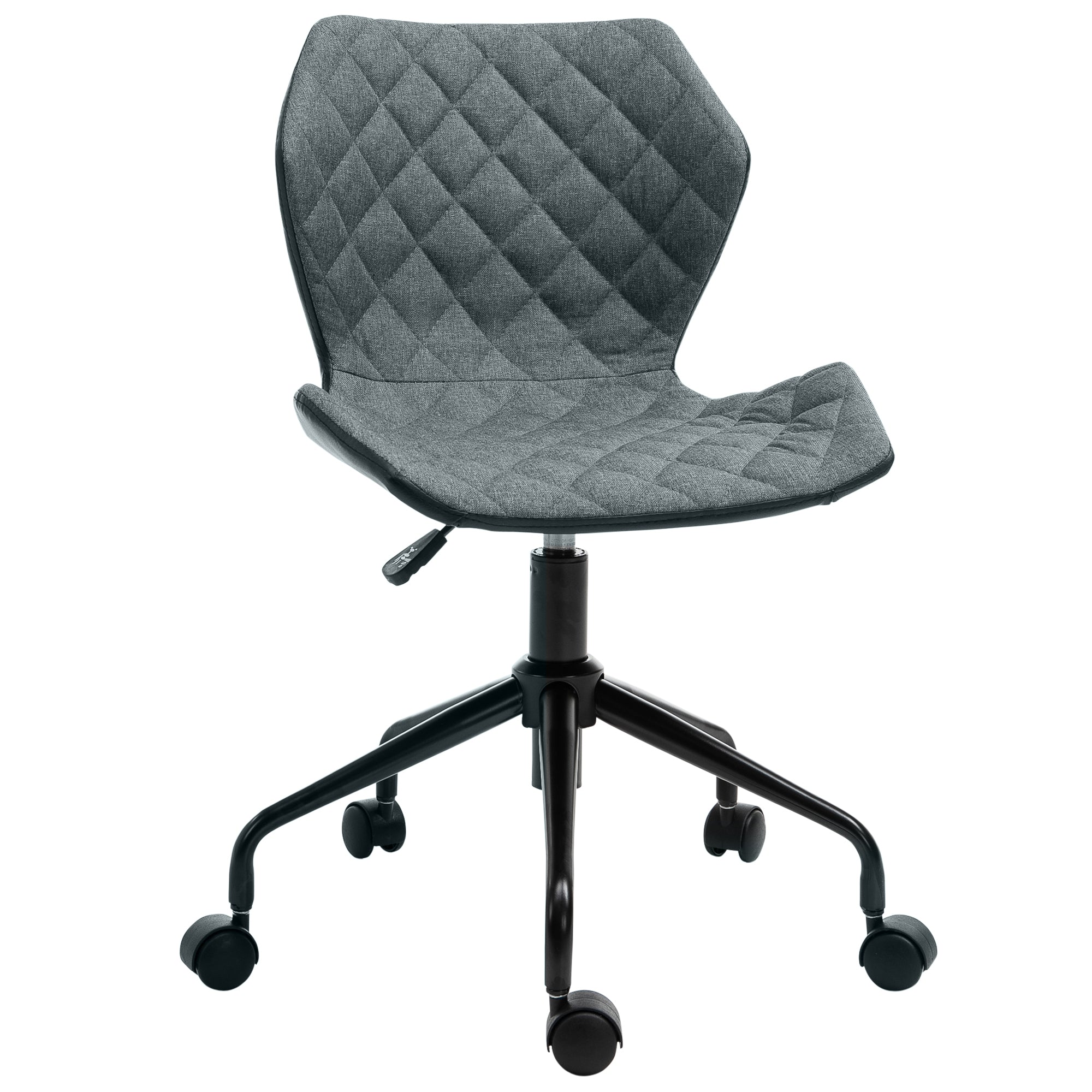 Office Computer Desk Chair, Swivel Task Chair no Arms, Fabric Study Chair with Adjustable Height and Rolling Wheels for Home Work, Grey