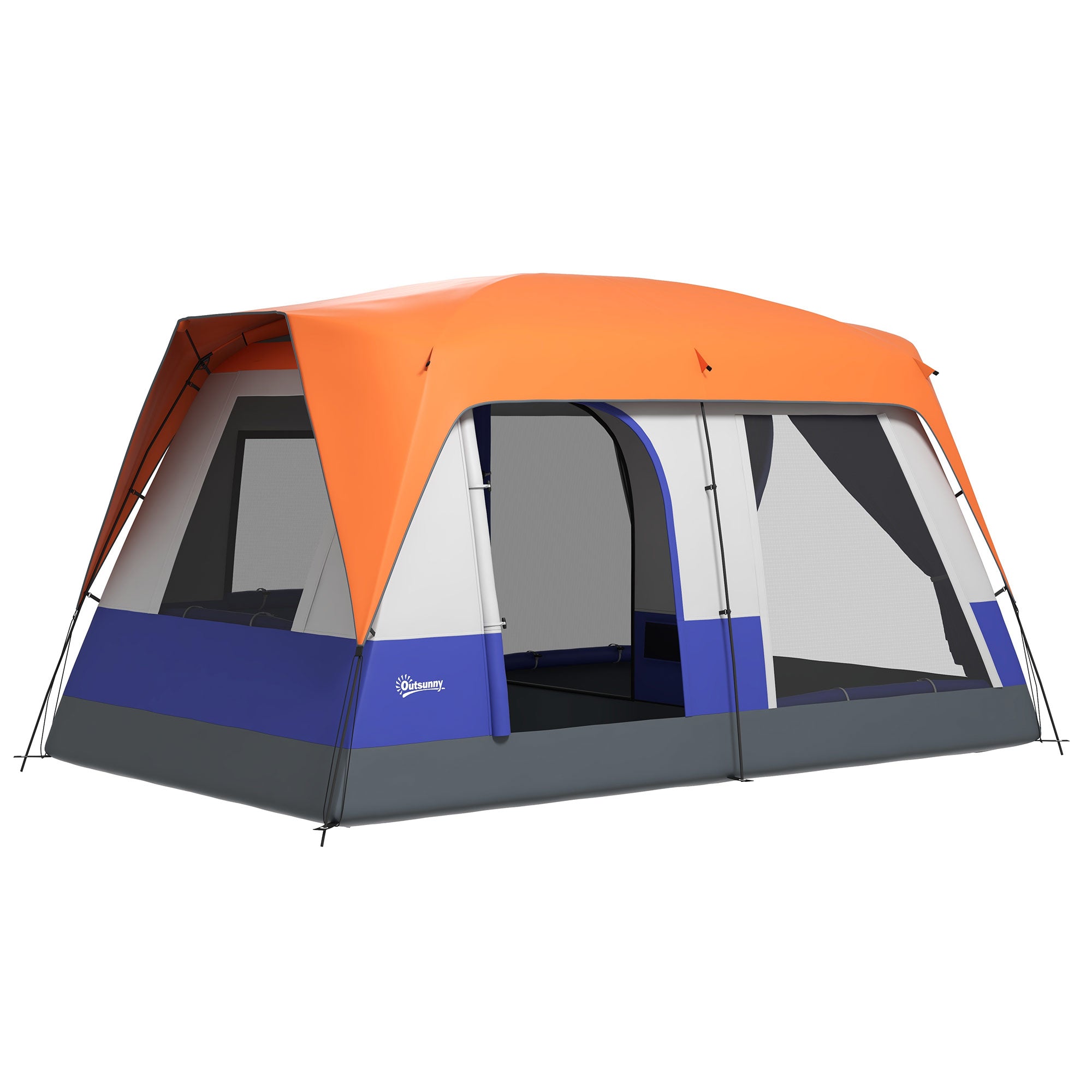 Six-Man Camping Tent, with Small Rainfly and Accessories - Orange