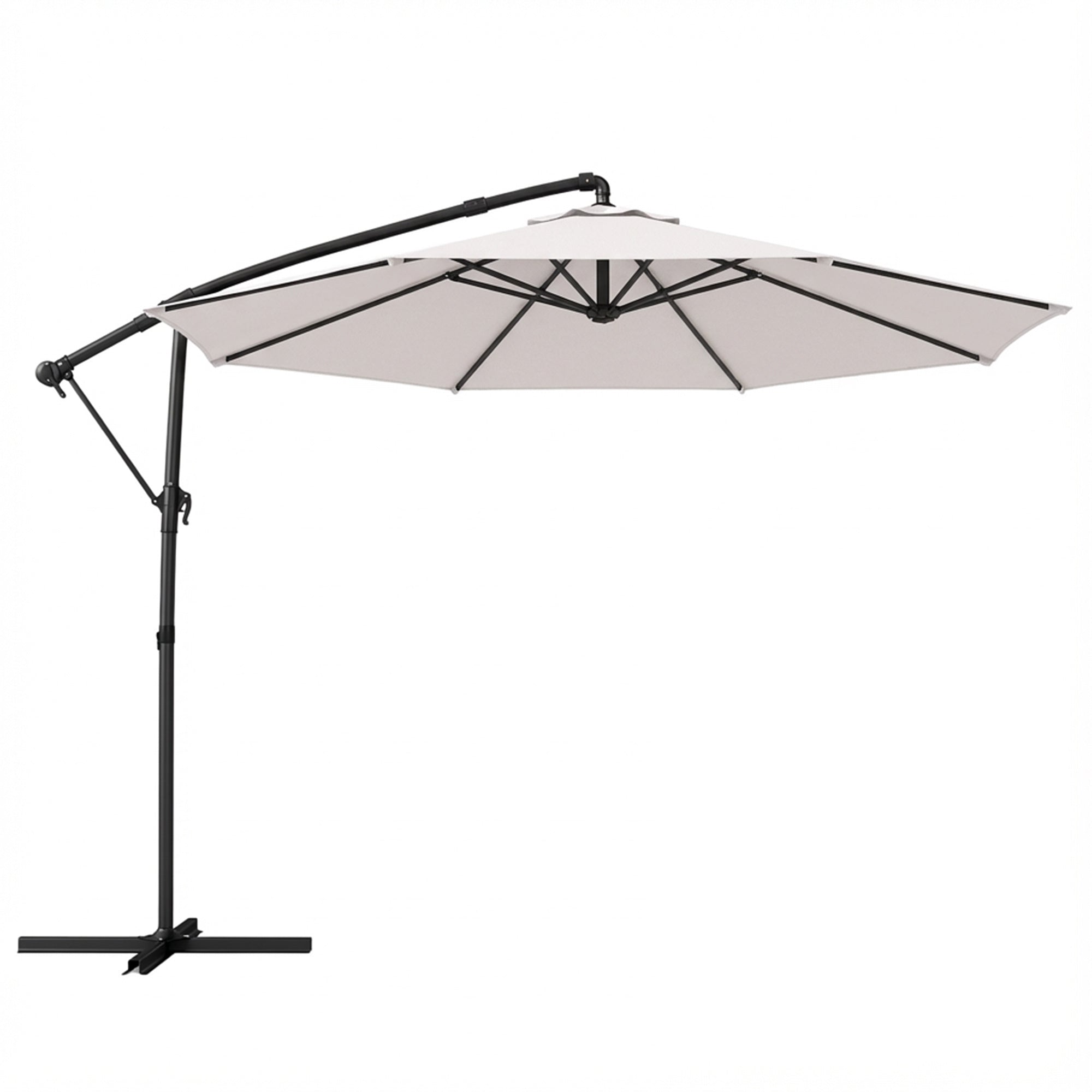3 m Garden Cantilever Parasol with Cover, Round Overhanging Umbrella with 360° Rotation, Tilt, Cream White