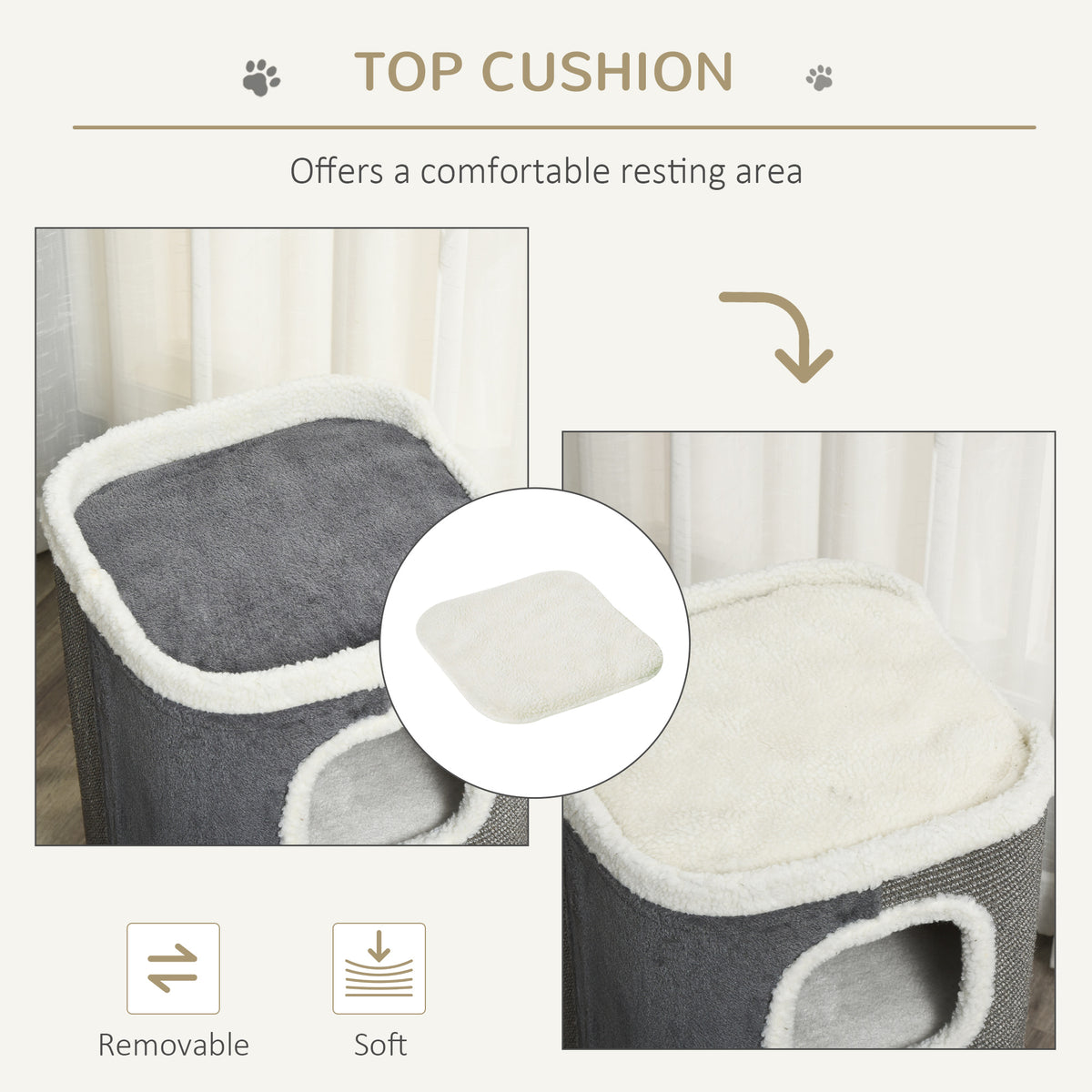 Cat Barrel Scratching Post Cat Tree for Indoor Cats Kitten Climbing Frame Pet Play Tower Soft Plush & Lamb Fleece Grey