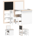 3 in 1 Kids Table and Chair Set with Storage, Whiteboard, Blackboard & Roll Paper for 3-8 Years, White