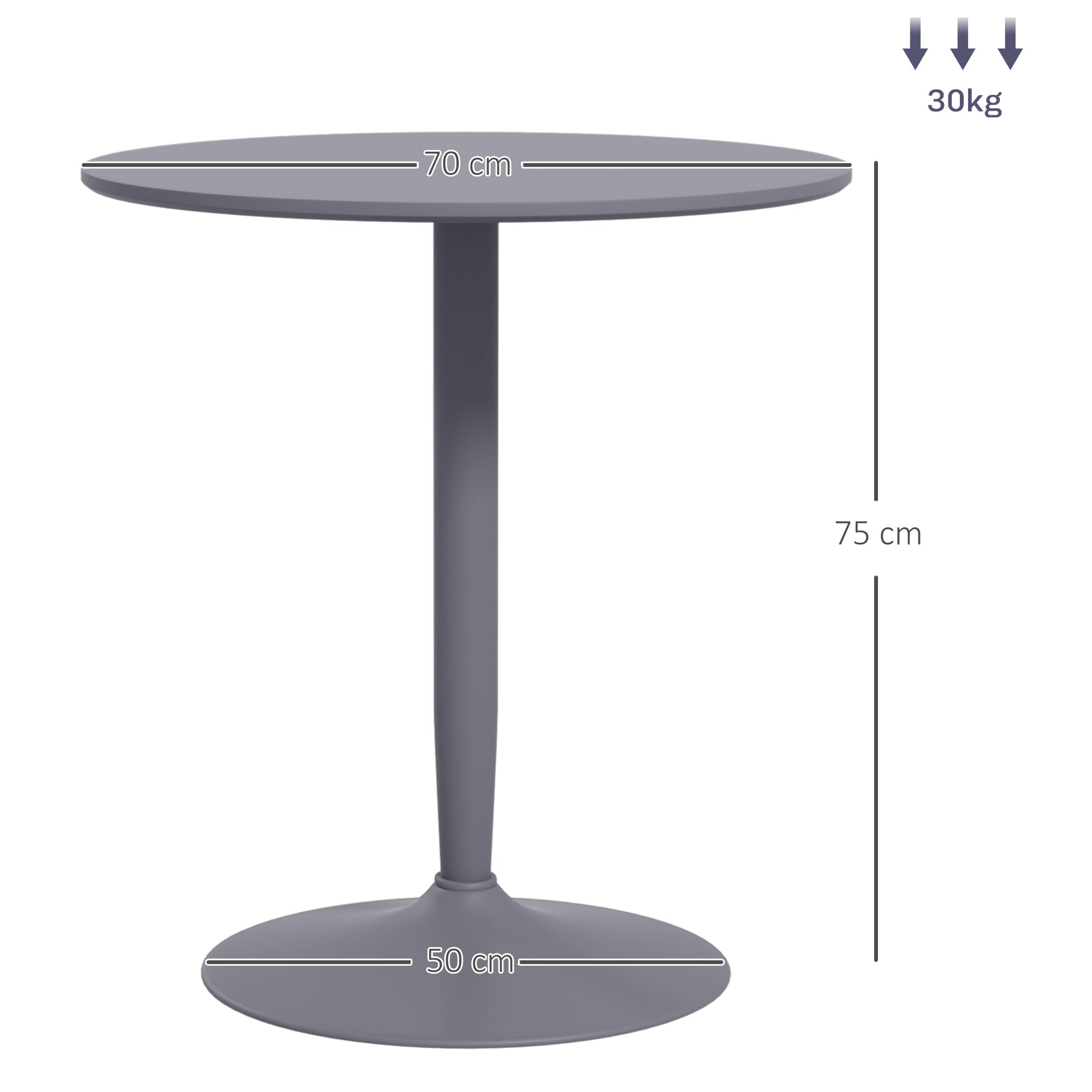 75H x 70cm Two-Person Minimalistic Dining Table - Grey