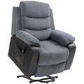 Overstuffed Corduroy Electric Lift Recliner Chair with USB Port - Dark Grey