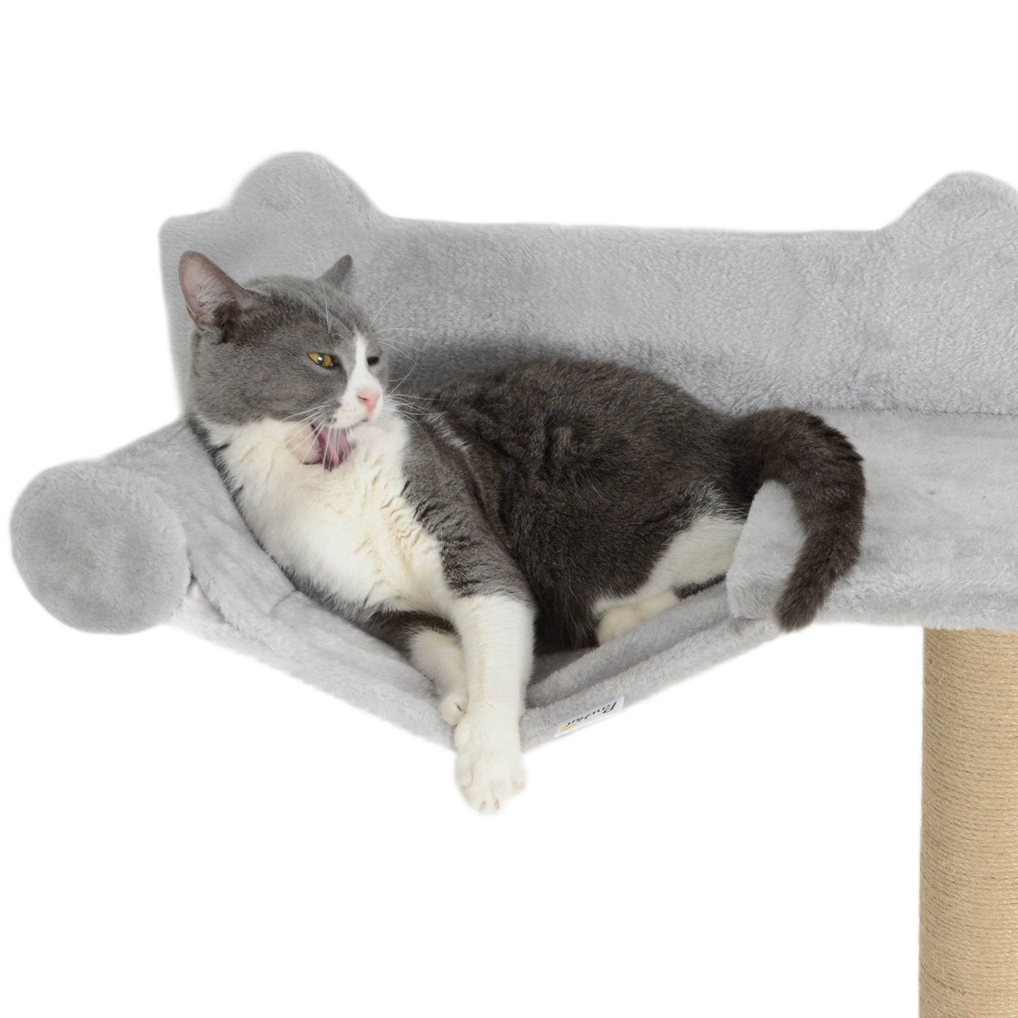 4 Piece Cat Shelves w/ Scratching Post, Steps, Jumping Platform, Ladder, Toy Balls, for Indoor Cats, Light Grey