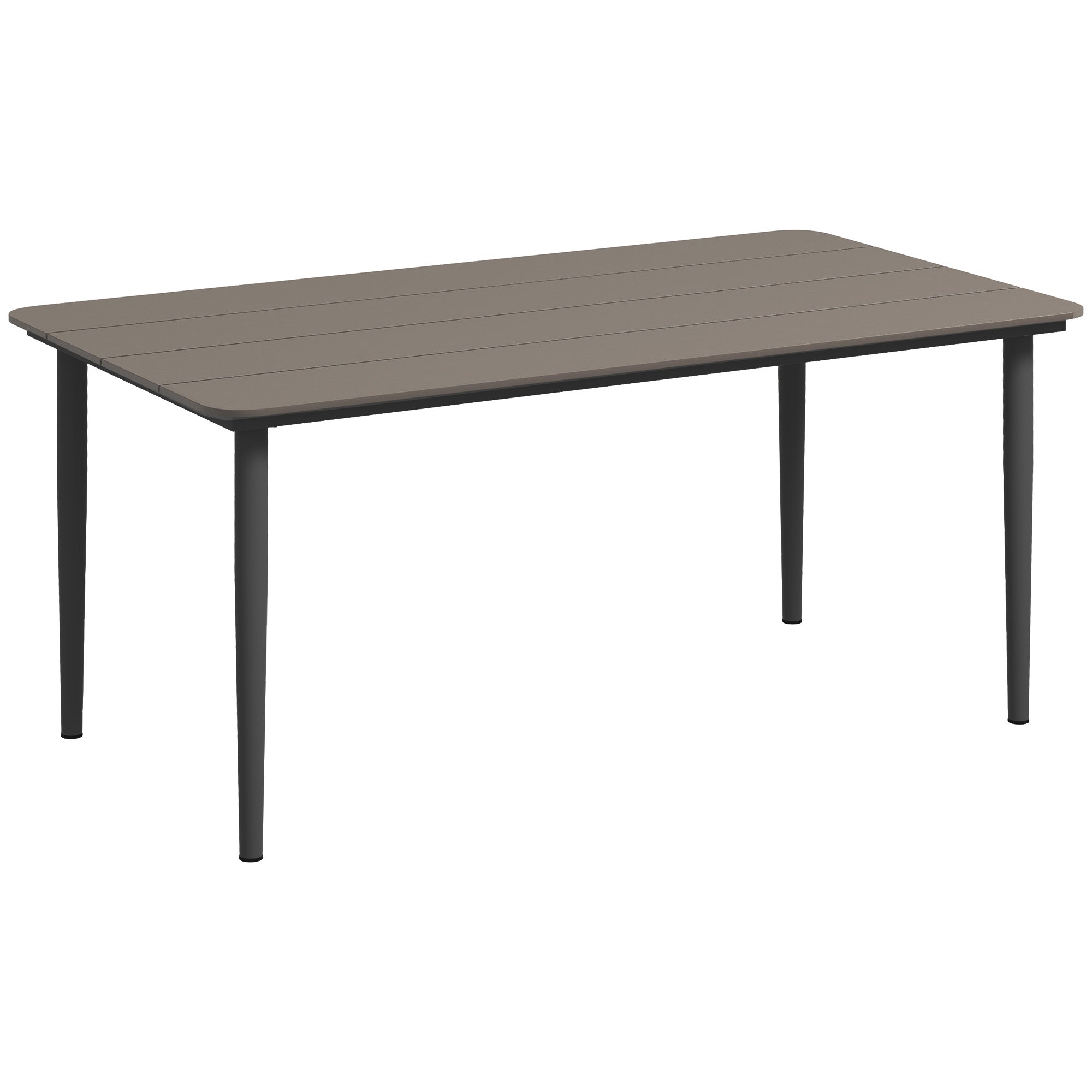 6 Seater Outdoor Dining Table with Rust Resistant Metal Frame Dark Grey