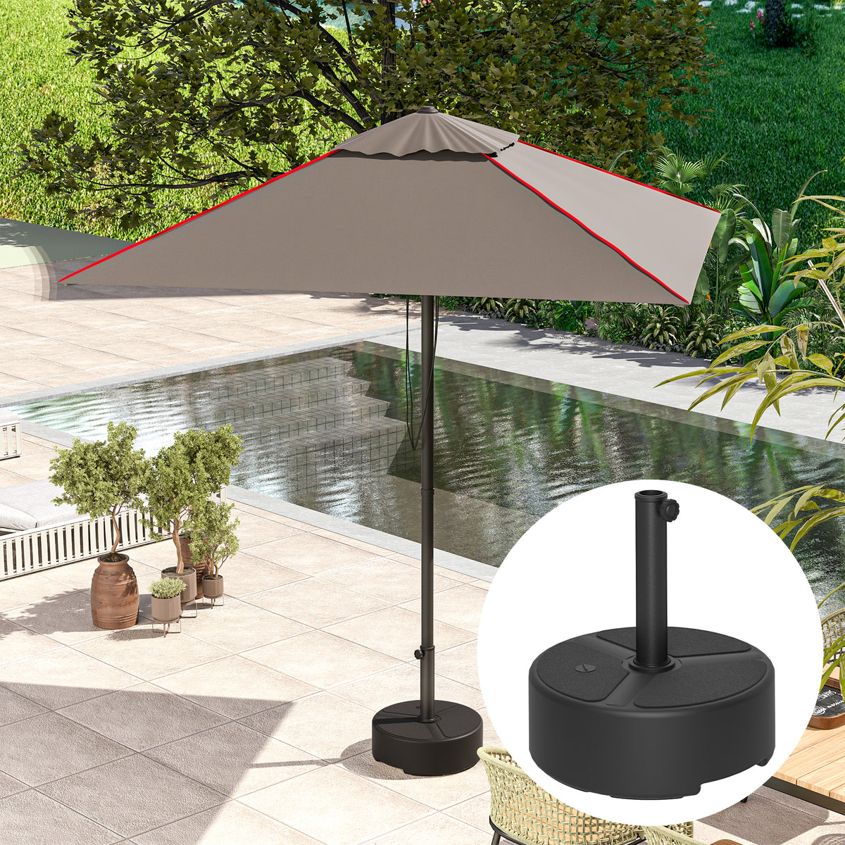Heavy Duty Round Garden Parasol Base for 38-48mm Poles - Black