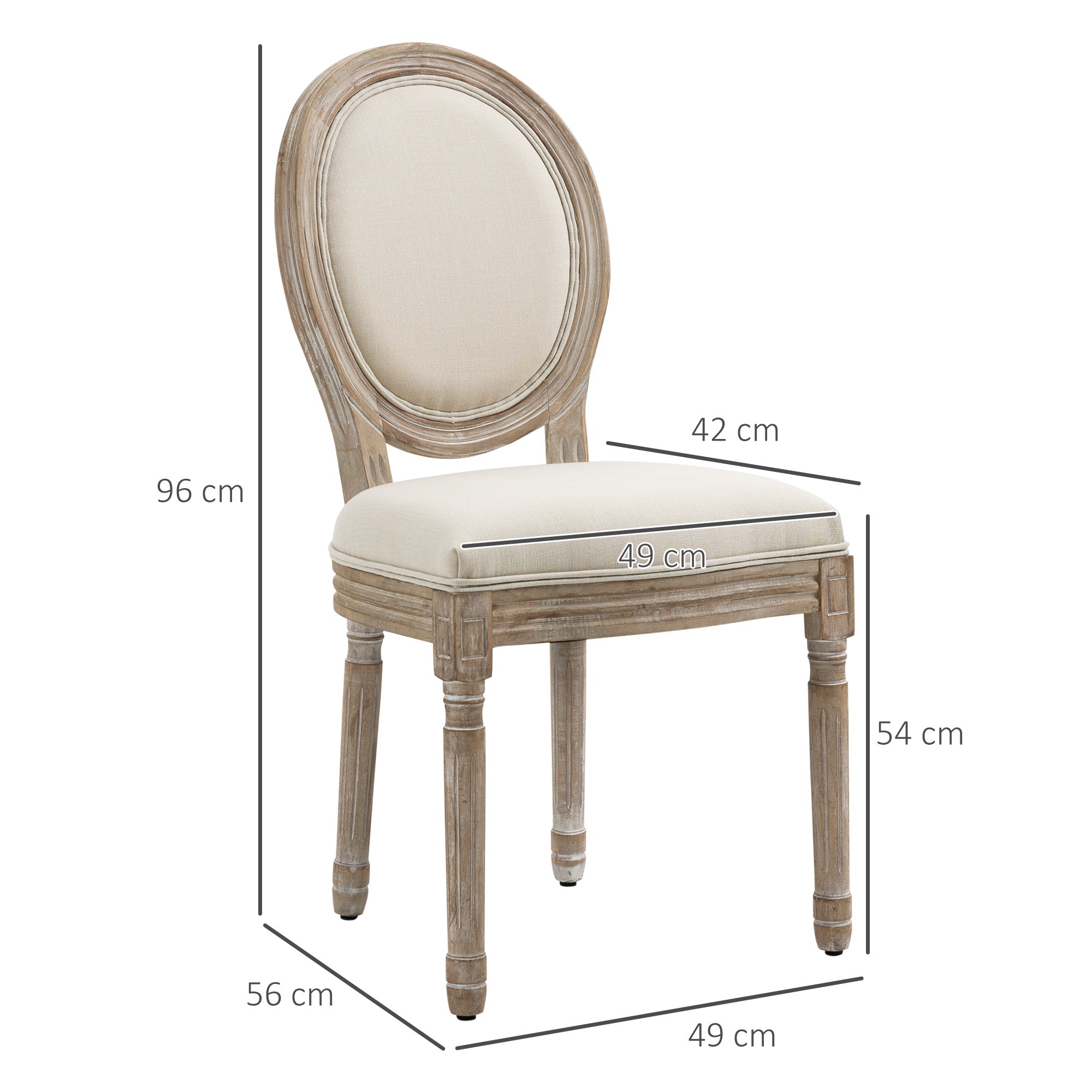 Set of Two French-Inspired Wooden Dining Chairs - Cream