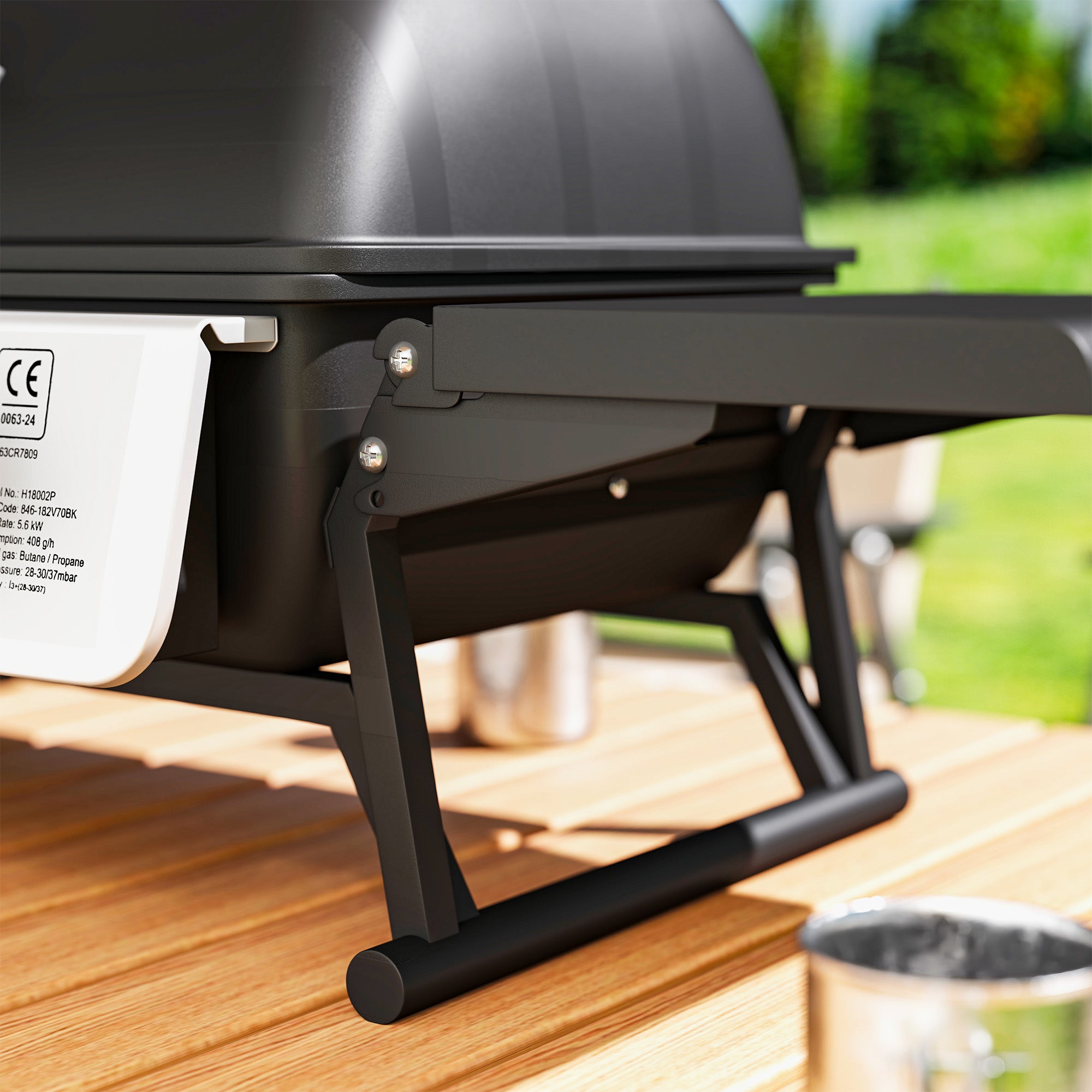 Two-Burner Compact Gas Grill with 2 Folding Side Shelves - Black