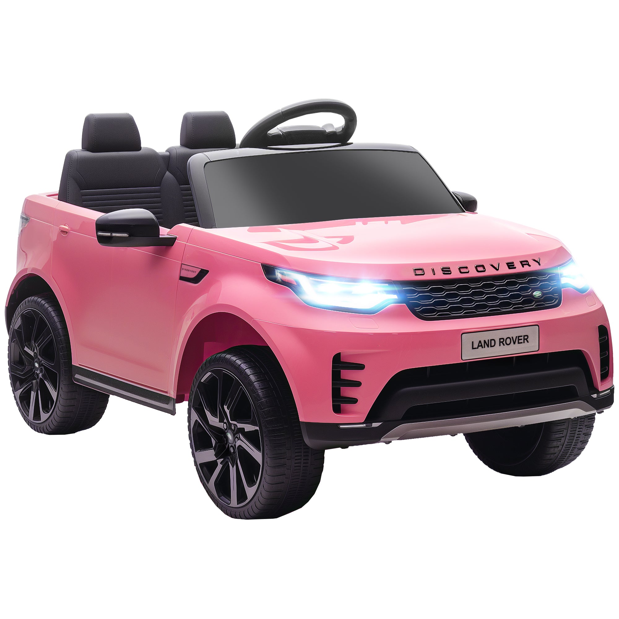 Land Rover Discovery Licensed 12V Kids Electric Car with Remote, 4 Wheel Suspension, Slow Start, Lights, Music, Pink