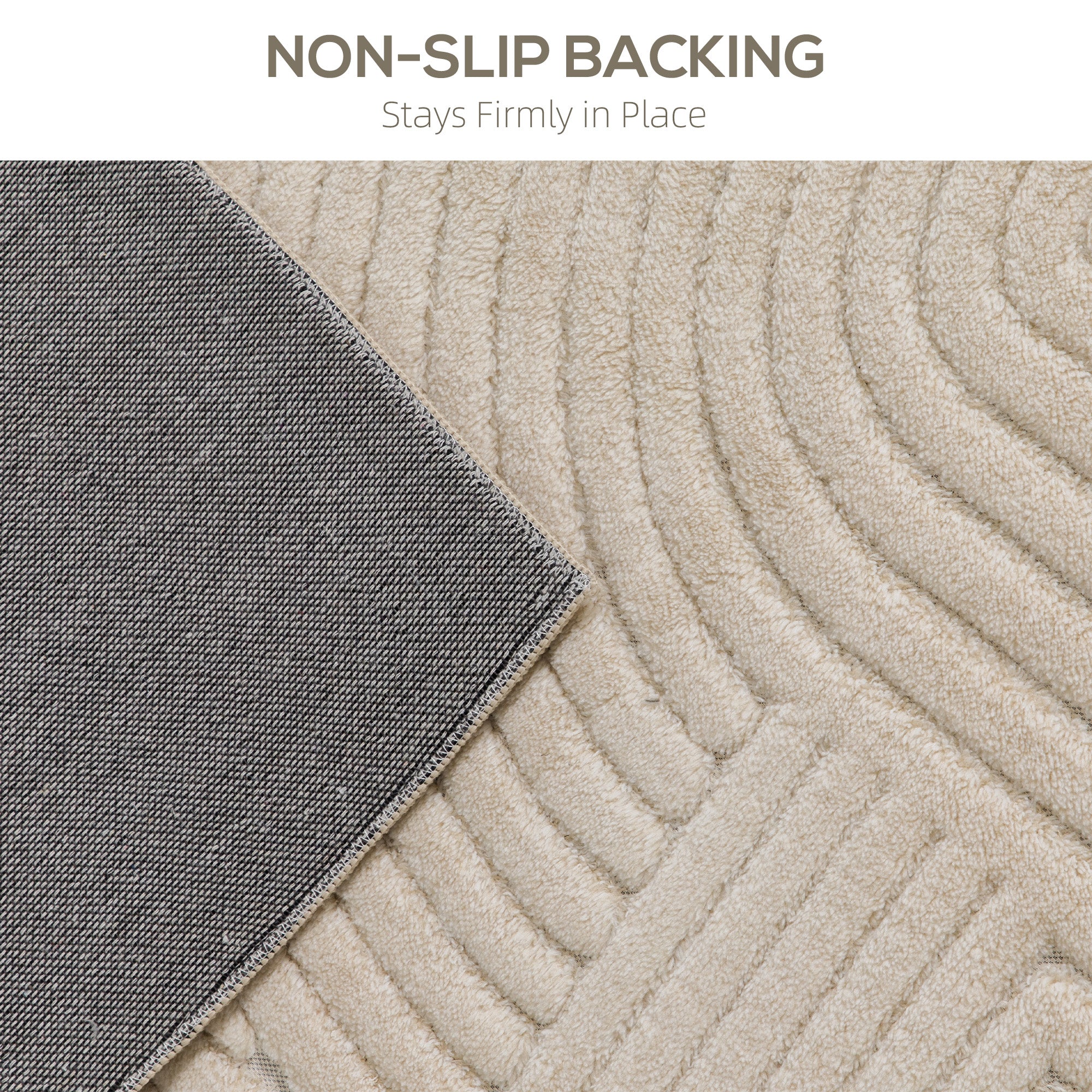 Modern Geometric Rug, Thick & Plush, Non-Slip, 230 x 160 cm – Cream, Living Room/Bedroom/Office