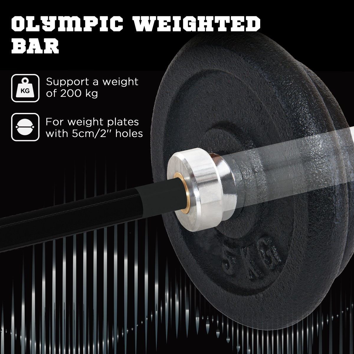 210cm Barbell Set, Barbell Bar for 5cm Weight Plates for Loading 200kg Weight Plates, for Home Gym Weight Training