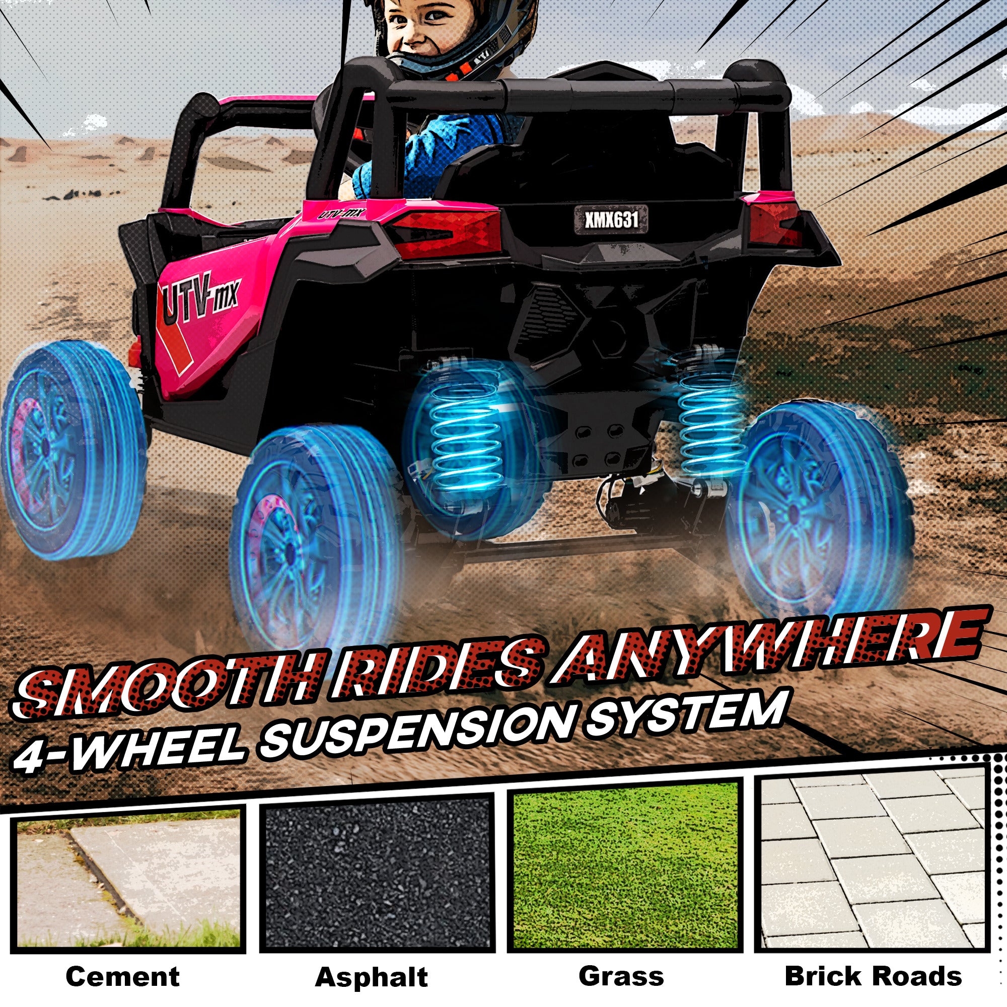 12V Kids Ride On Car with Remote Control, Kids Electric Car with Suspension System, Music, for Kids 3-5 Years, Pink