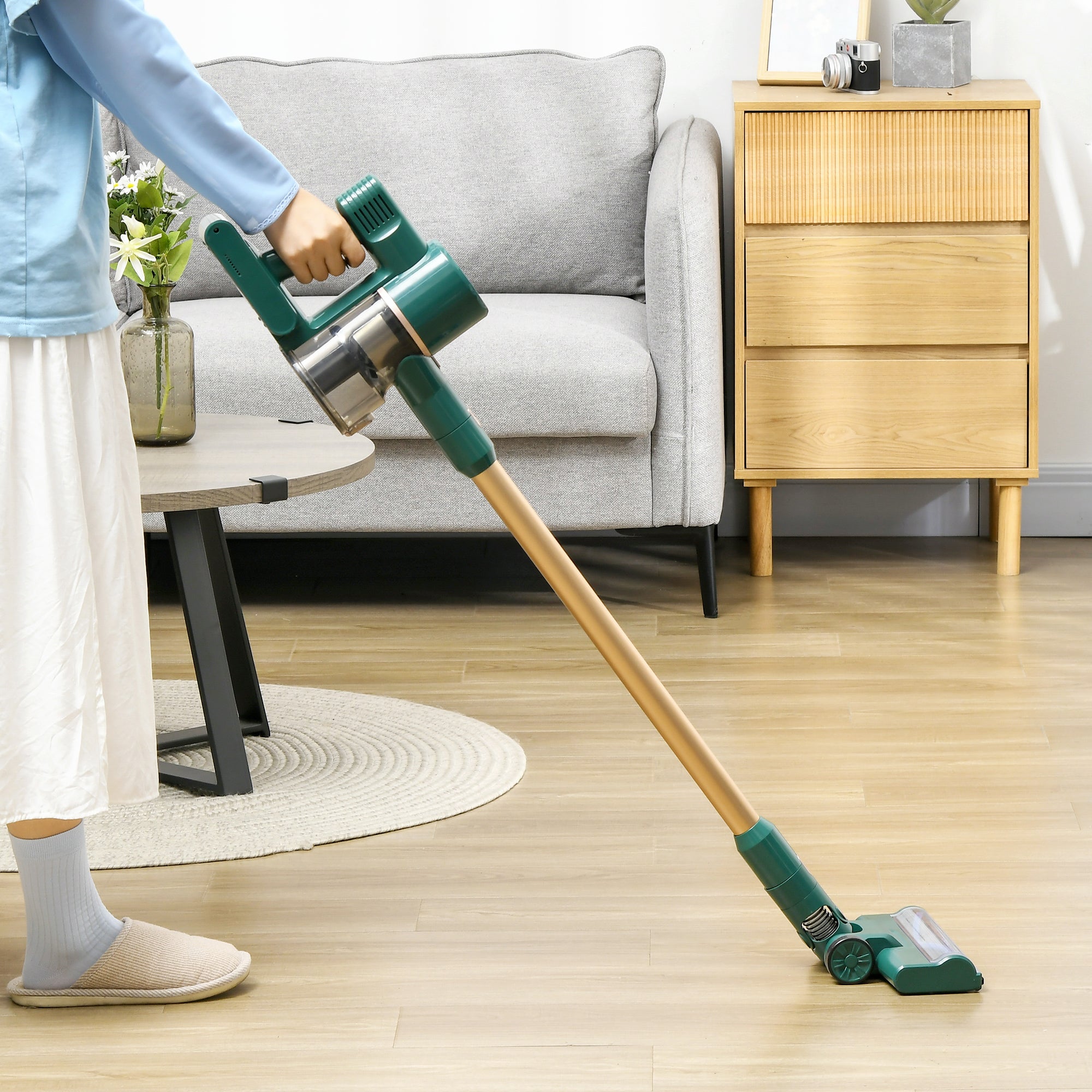 Cordless Rechargeable Stick 2500rpm Vacuum, with Accessories - Green